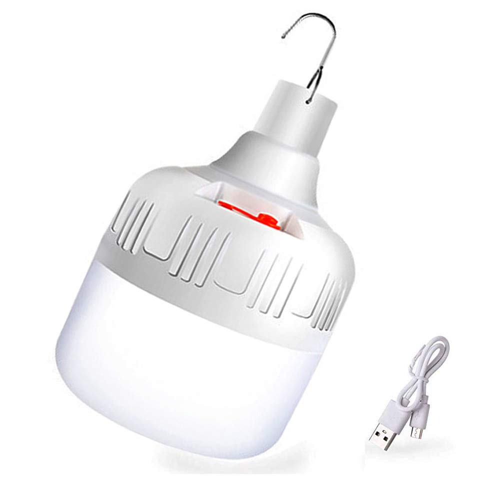 30W 5500LM Waterproof Rechargeable LED Night Light Bulb - Dimmable Emergency Light for Outdoor, BBQ, Camping, Tent, Patio & Garden (Perfect for Power Outages & Outdoor Activities)