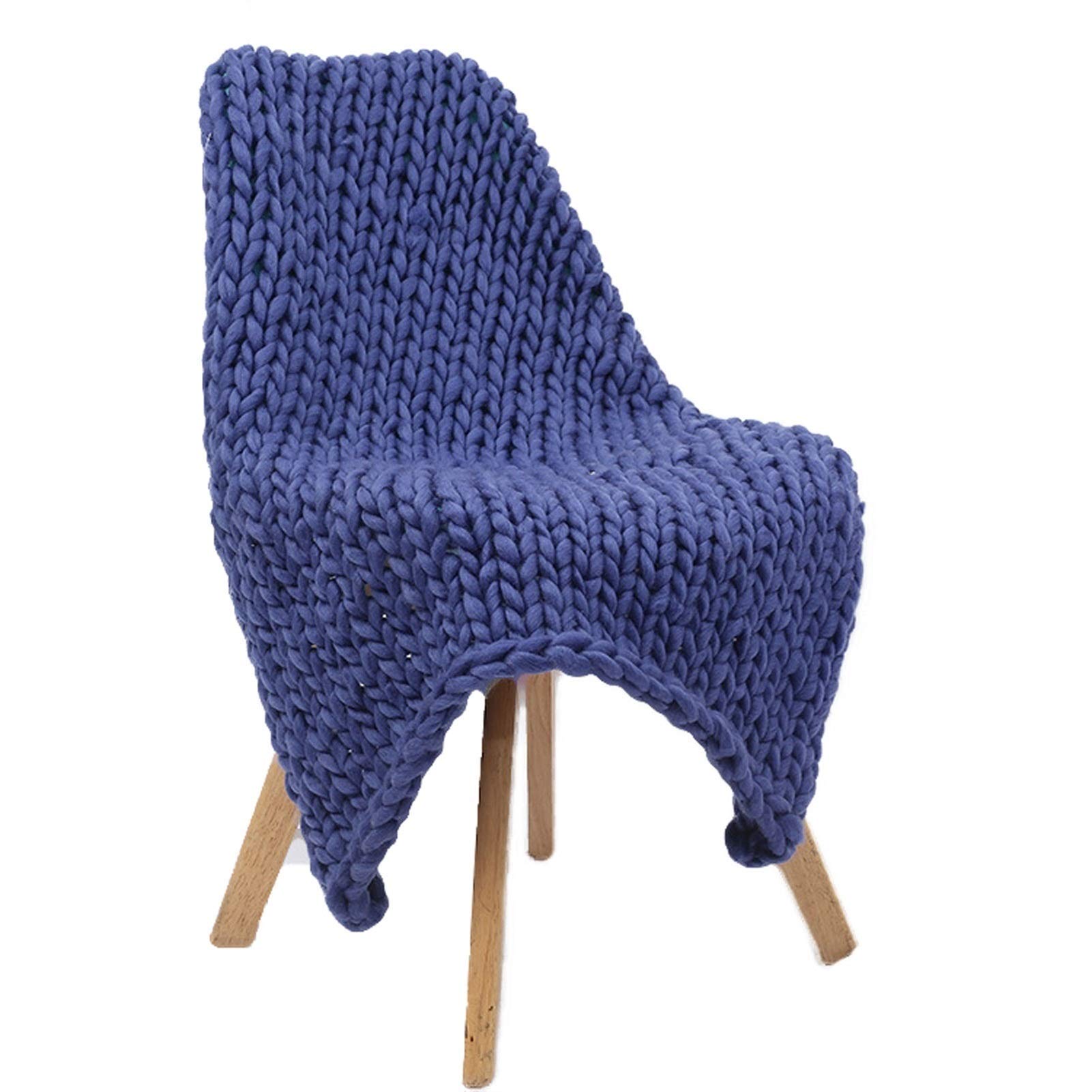 Luxury Chunky Knit Throw Blanket - Extra Large 53x68 Inch, Soft & Cozy Cable Knit Blanket for Bed, Couch, Sofa - Double-Sided Thick Bedding for Adults, Pets - Perfect for Winter Nights & Home Decor (Blue)