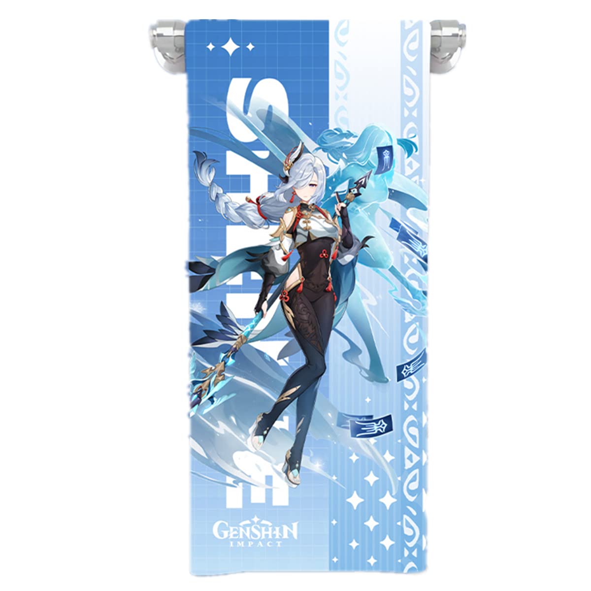 Genshin Impact Shenhe Anime Figure Bath Towel - Soft, Absorbent & Quick-Drying Microfiber Bathroom Towel (13.7x29.5 Inch) - Perfect for Cosplay, Gaming Room Decor & Anime Enthusiast Gift