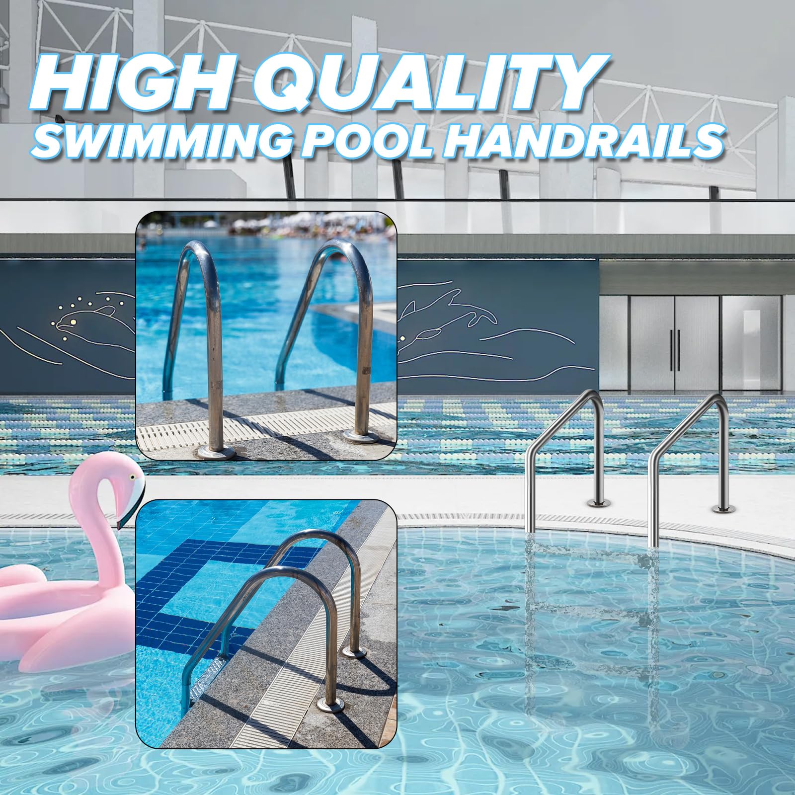 Stainless Steel 3-Step Inground Pool Ladder with Non-Slip Treads - 1.90