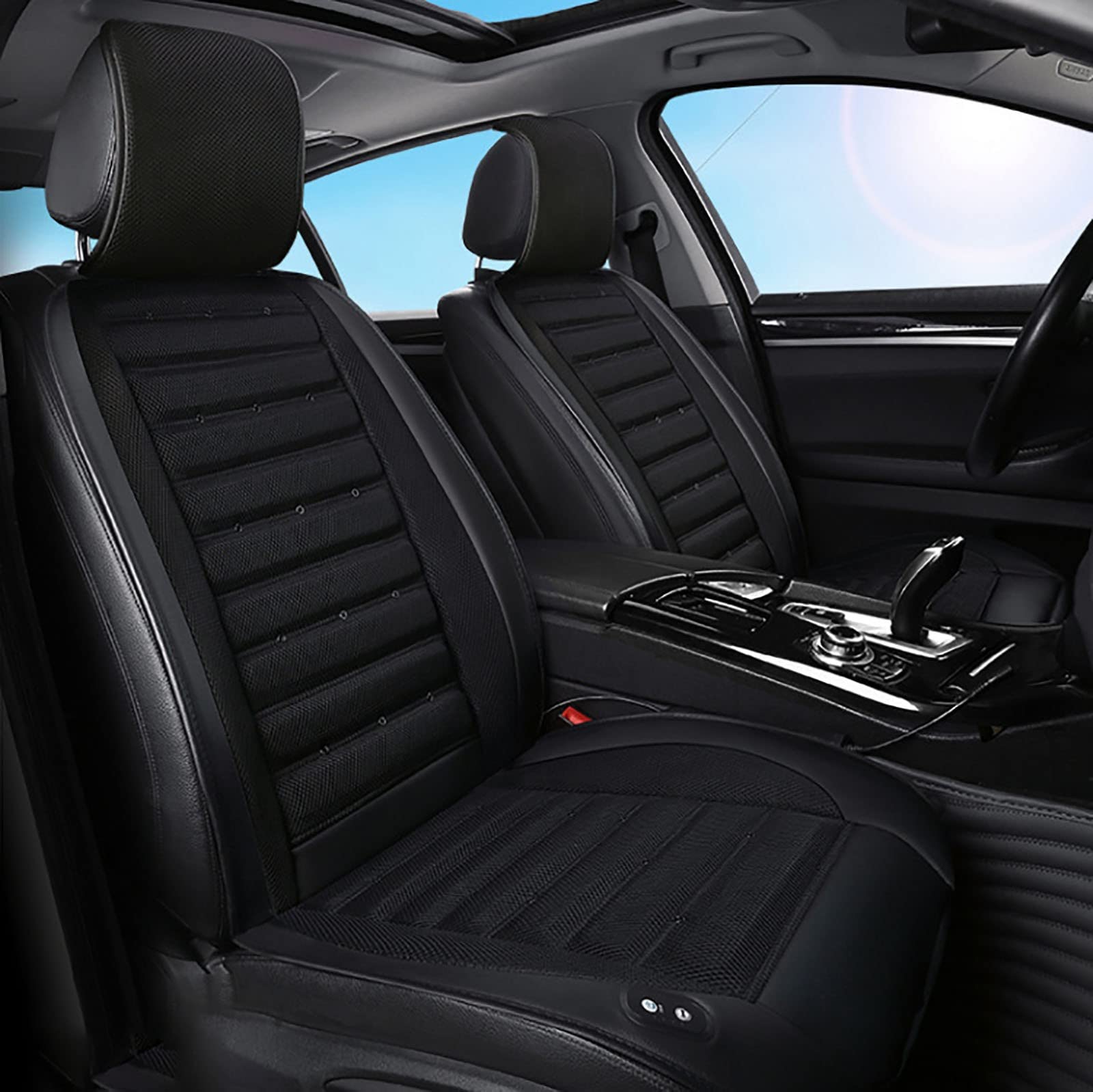 Breathable Cooling Car Seat Cushion with 3 Built-in Fans & Adjustable Temperature - Full Wrapped Edge Design for Summer Comfort (Black) | Perfect for Long Drives, Road Trips & Hot Weather Commuting