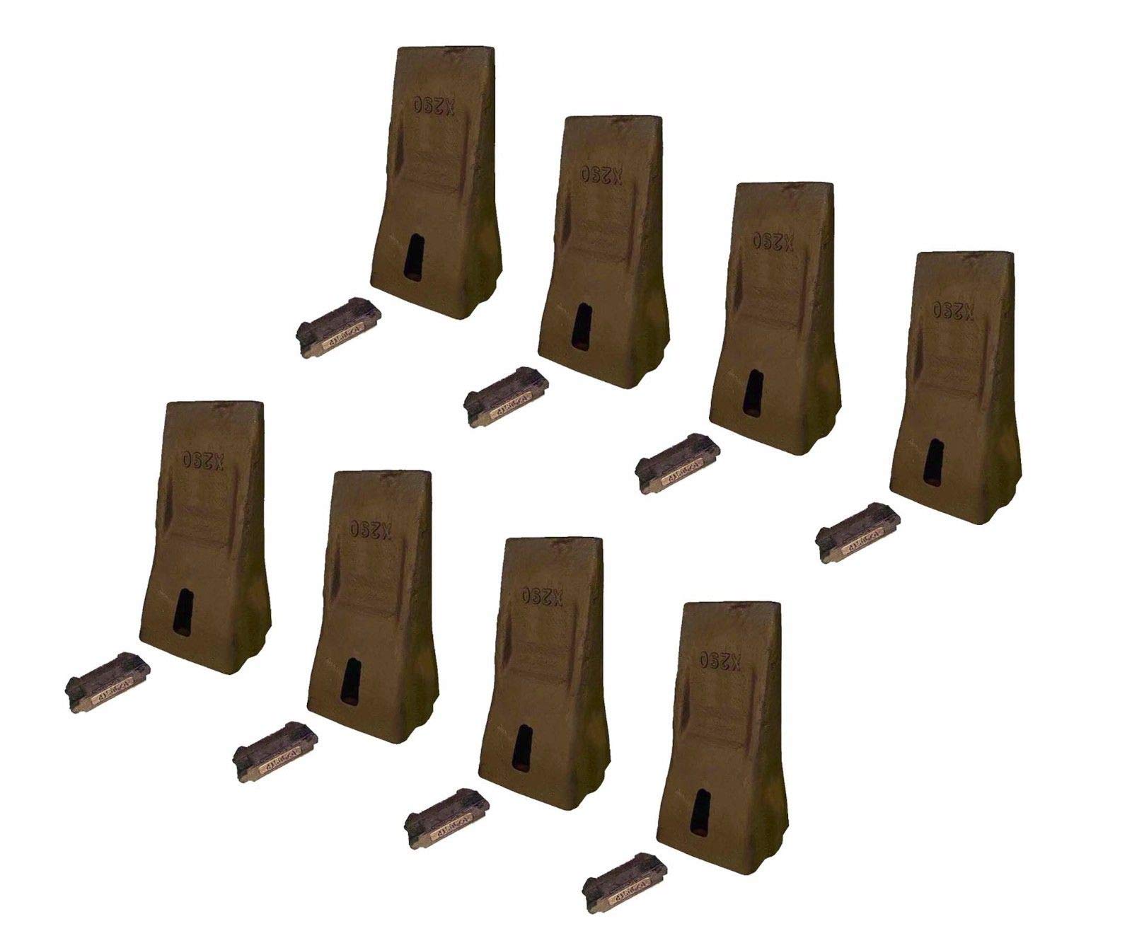 Hensley Style Parabolic Standard Dirt Teeth with Flex Pins - 290 Series X290 - Heavy Duty Excavator Bucket Teeth for Construction and Mining Equipment