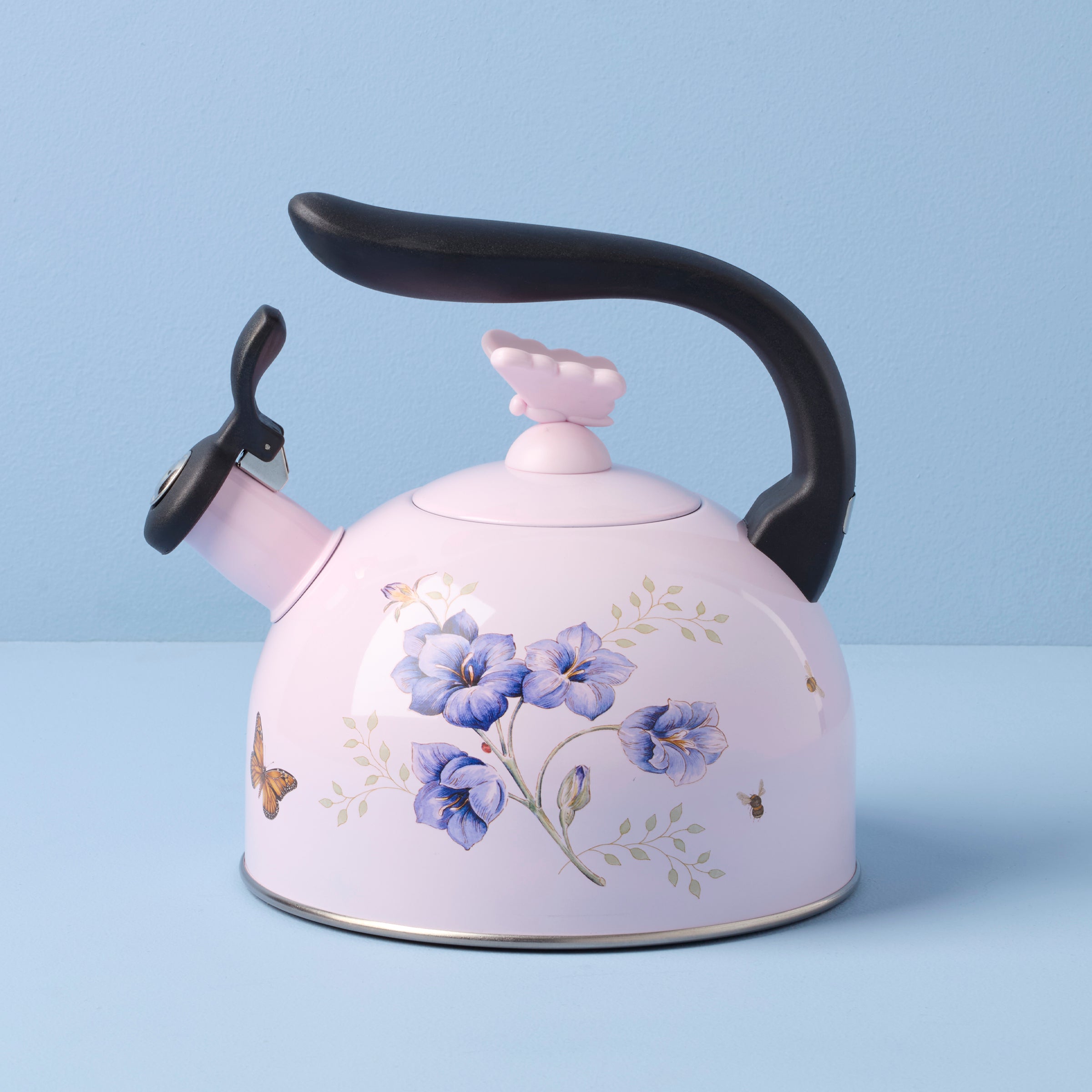 Butterfly Meadow Colors Tea Kettle - Stainless Steel Stovetop Teapot with Whistle, 1.8QT - Perfect for Home, Kitchen, Office & Gift Giving