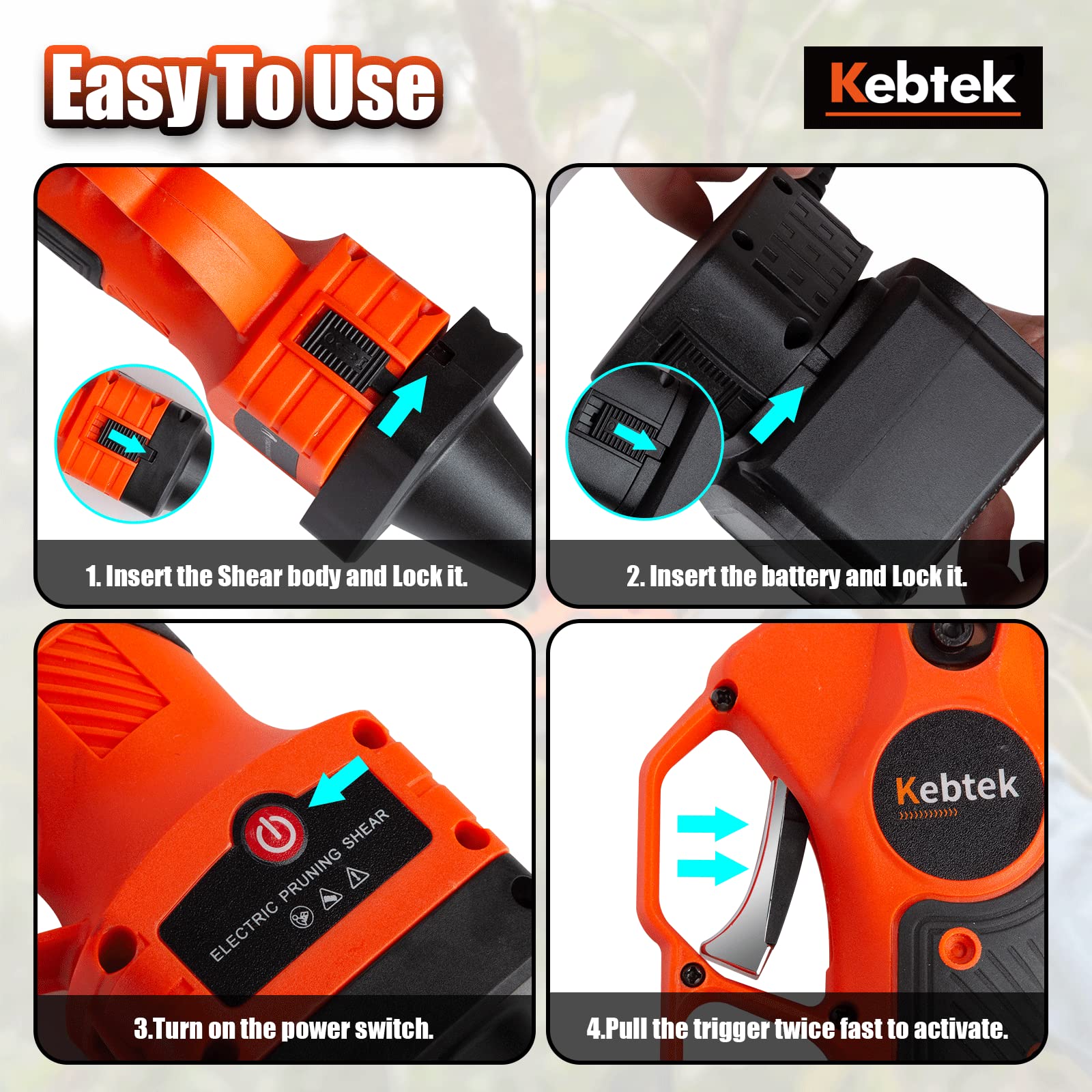 Kebtek B00840 Electric Pruning Shear Battery Cable Connectors - Lightweight Replacement for Electric Pruners | Perfect for Gardening, Landscaping, and Professional Tree Trimming