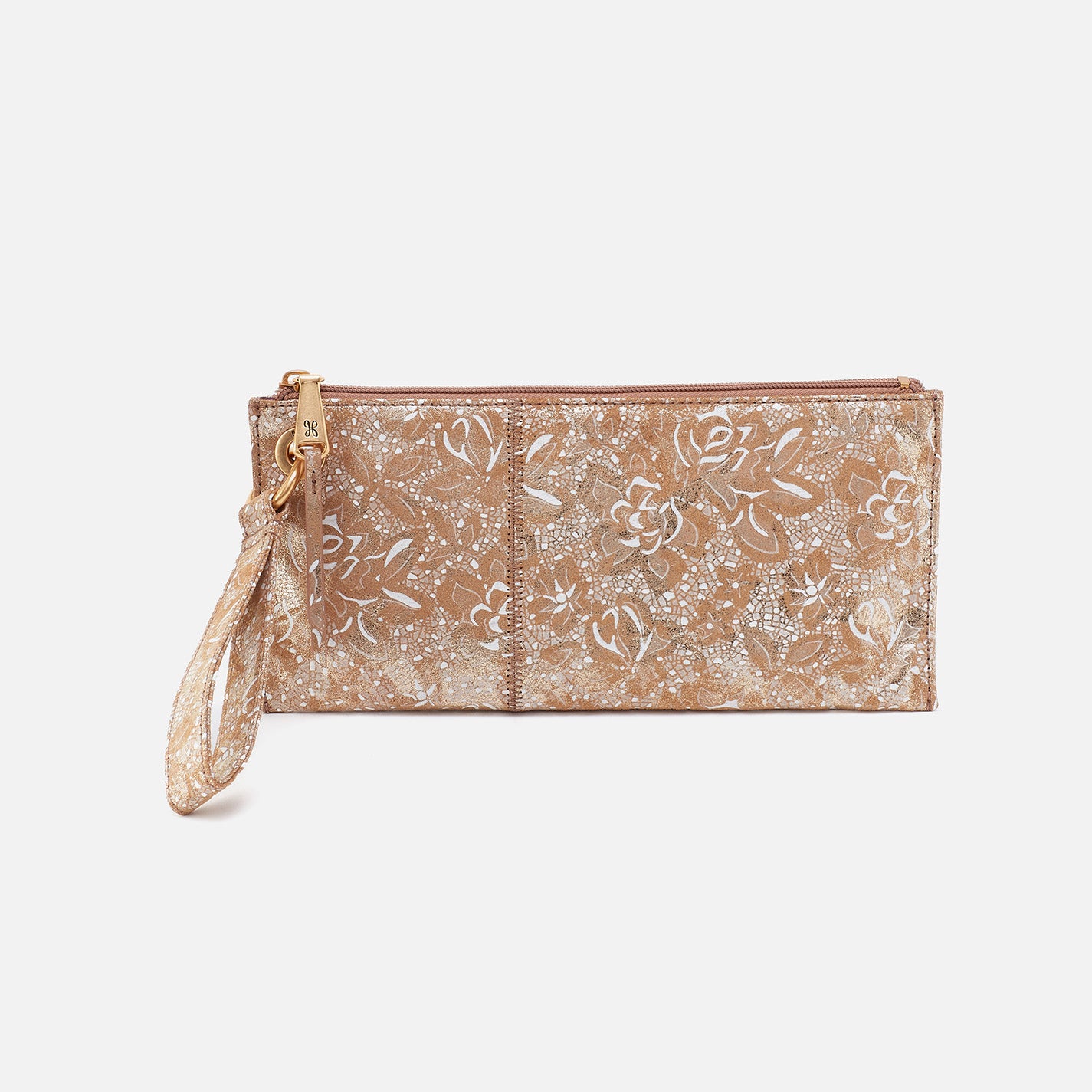 Vida Printed Leather Wristlet - Gilded Petals Design | Elegant Crossbody Wallet for Women | Perfect for Parties, Shopping & Everyday Use