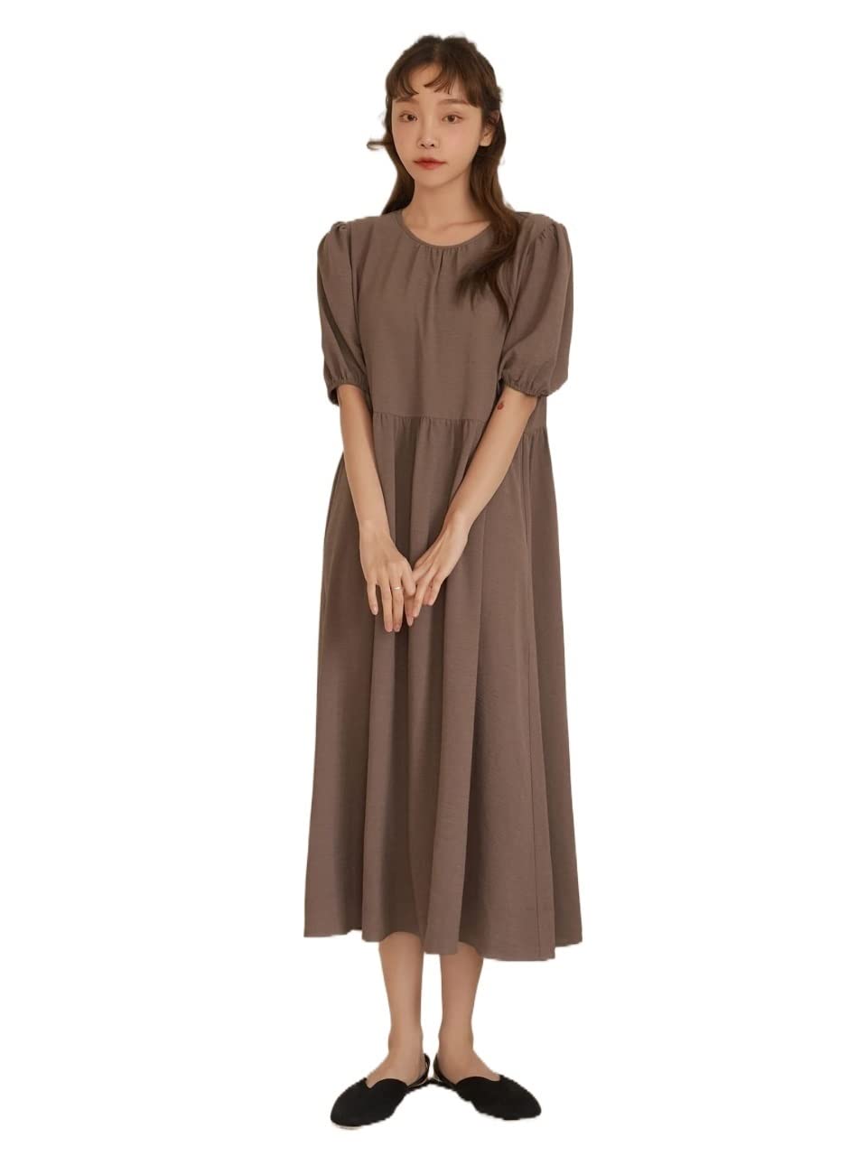 2022 Women's Summer Dresses - Solid Color Keyhole Back Flowy Dress for Beach, Vacation & Casual Outings