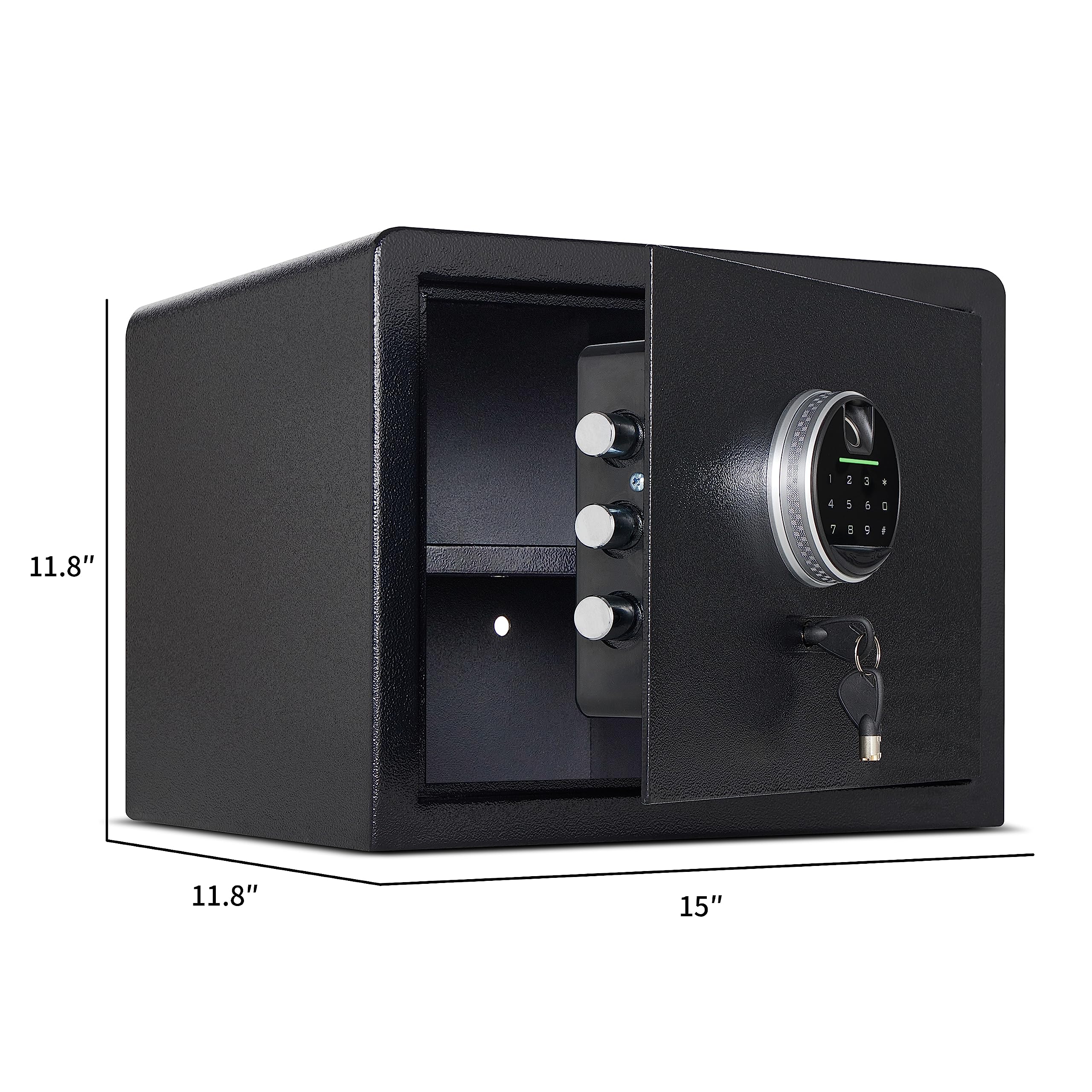 Biometric Digital Security Home Safe Box - Fingerprint Safe for Personal Use, 1.2 Cubic Feet Small Safe for Cash, Jewelry, Valuables & Gun Storage | Perfect for Bedroom, Office & Travel Security (No Fireproof Bag)