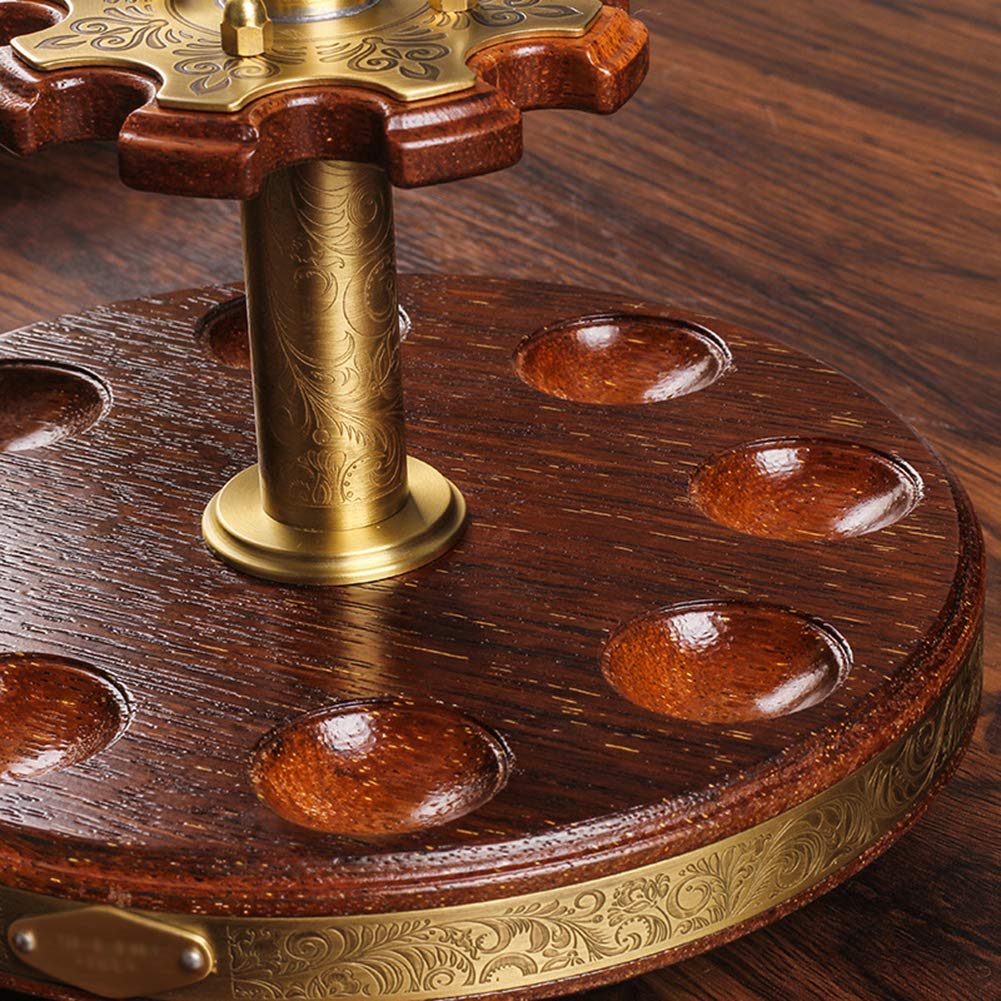 Wooden Pipe Stand Rack Holder for 8 Cigars - 360° Rotating Display Case with Pipe Storage | Perfect for Cigar Aficionados & Home Decor