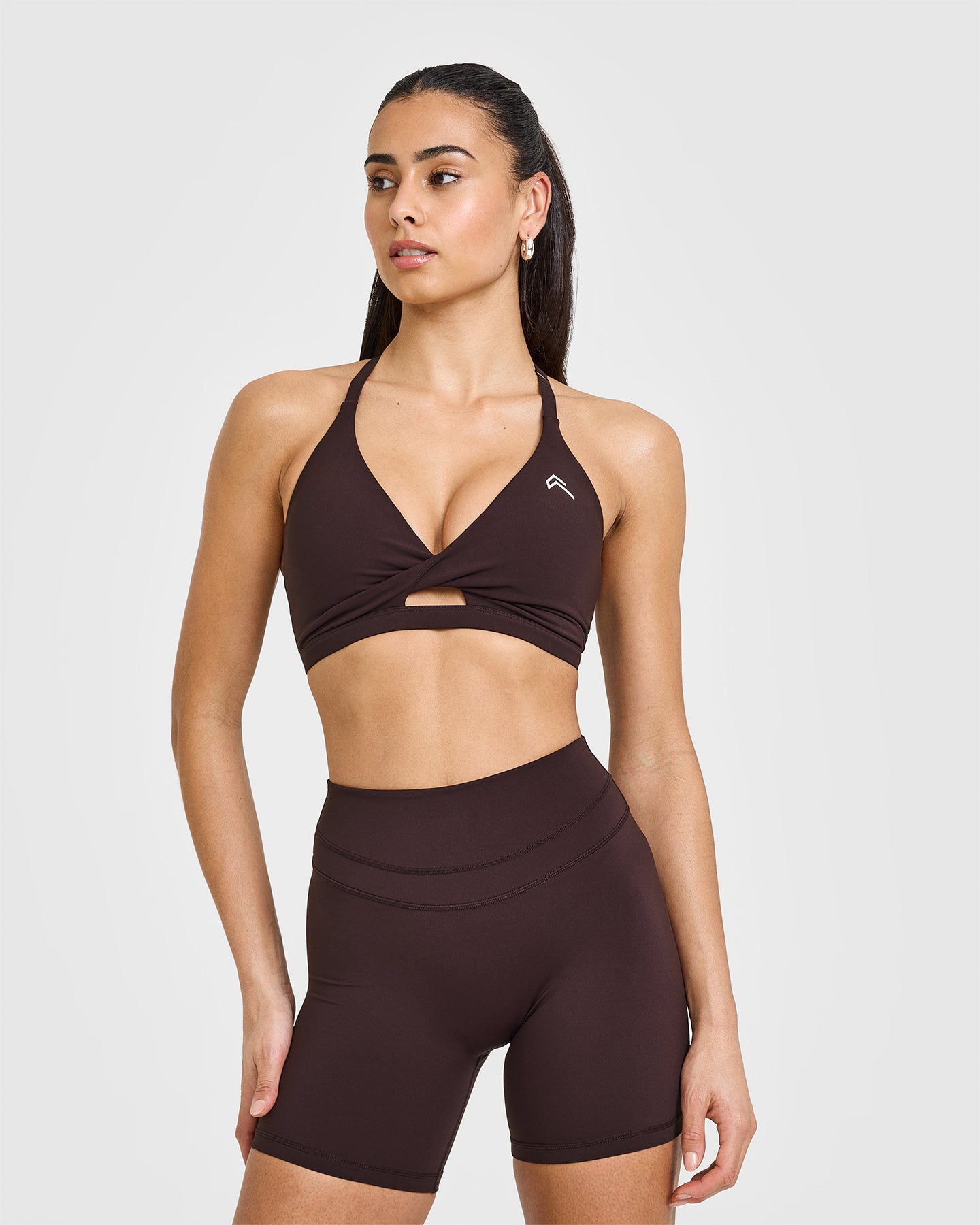 High Support Unified Twist Sports Bra in Plum Brown - Perfect for Yoga, Running & Gym Workouts