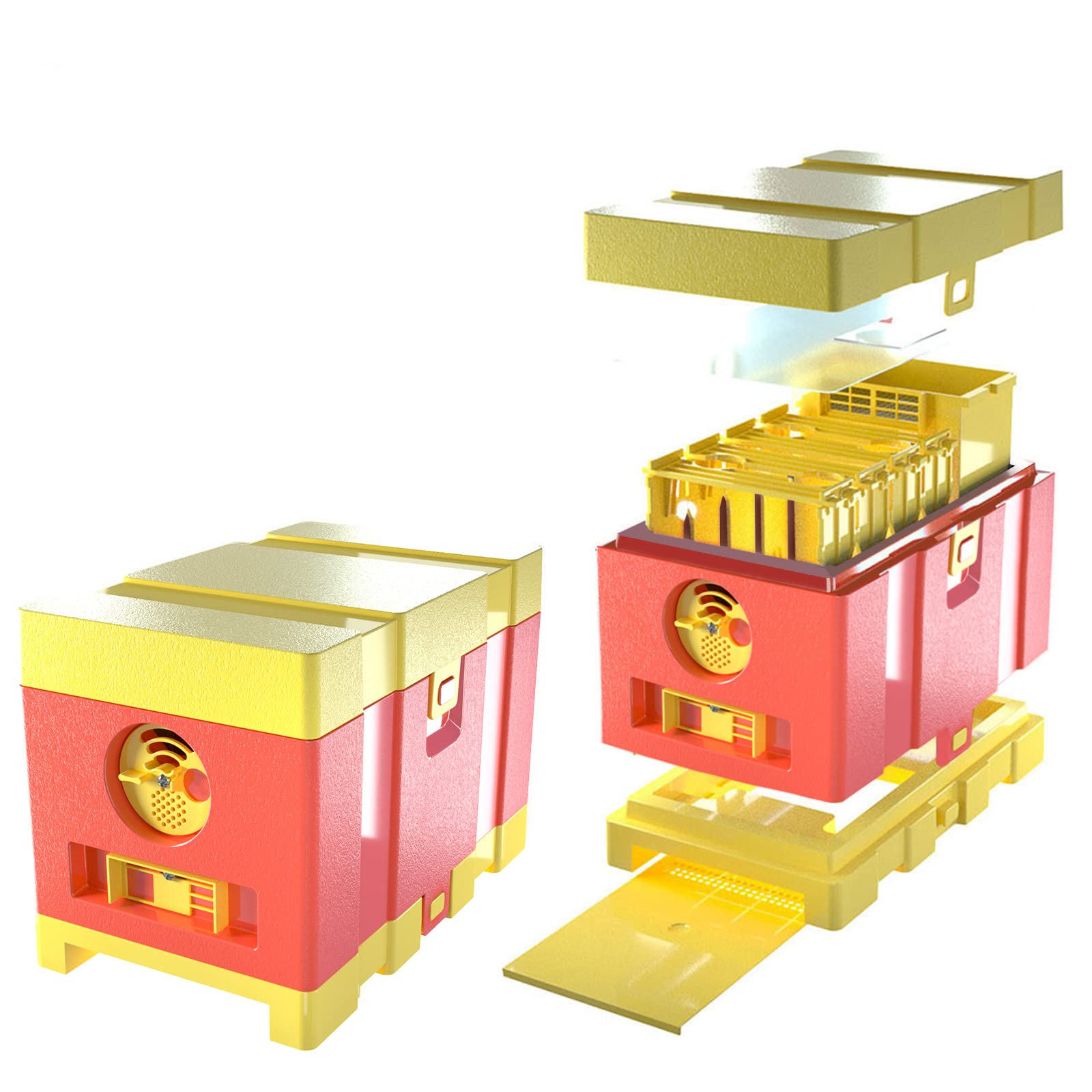 Queen Bee Mating Nuc Hive Box - Mini Beehive for Queen Rearing & Beekeeping (Red) | Ideal for Backyard Beekeepers & Apiary Enthusiasts