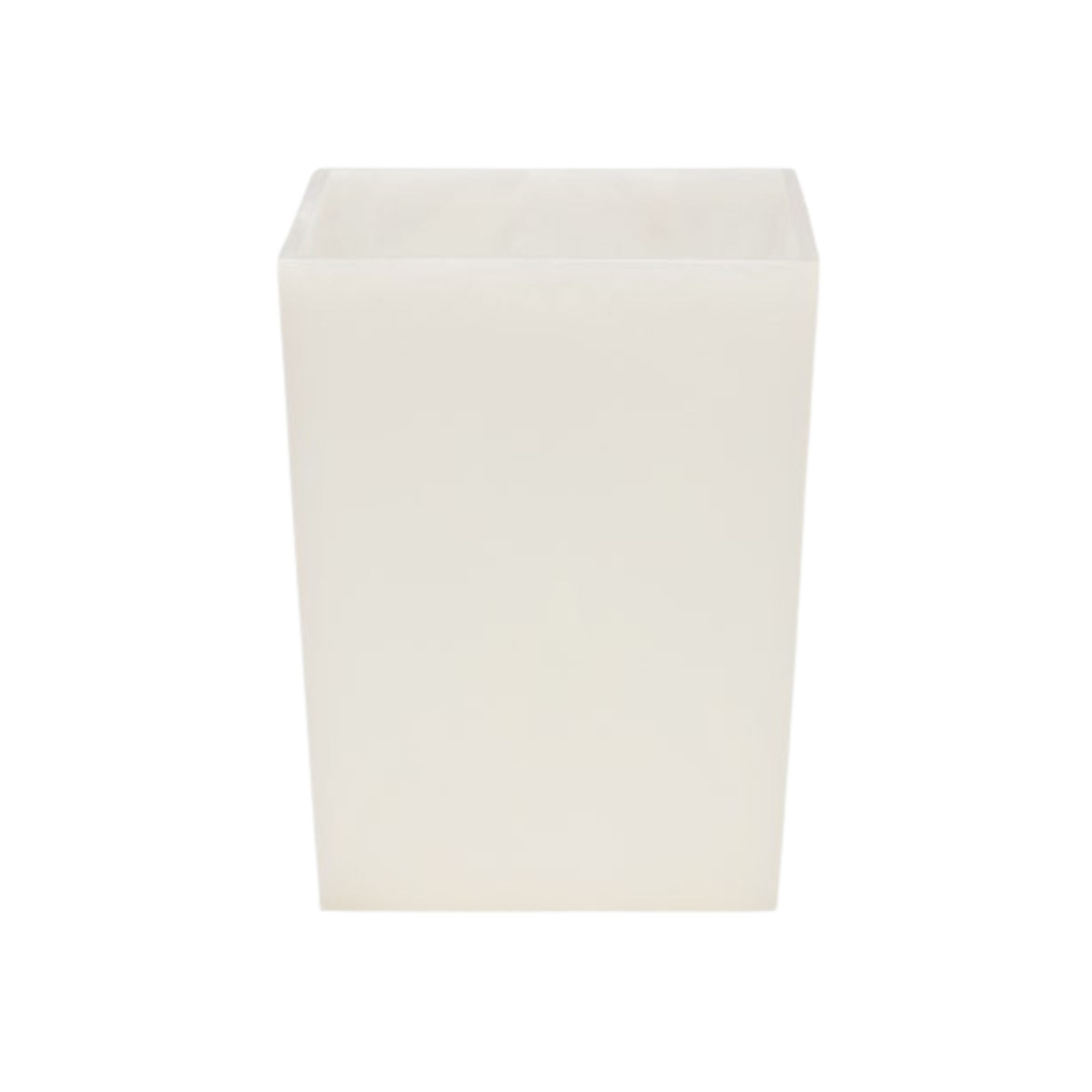 Abiko Pearl White Cast Resin Square Wastebasket - Stylish Office & Home Trash Can for Bathroom, Bedroom, Kitchen