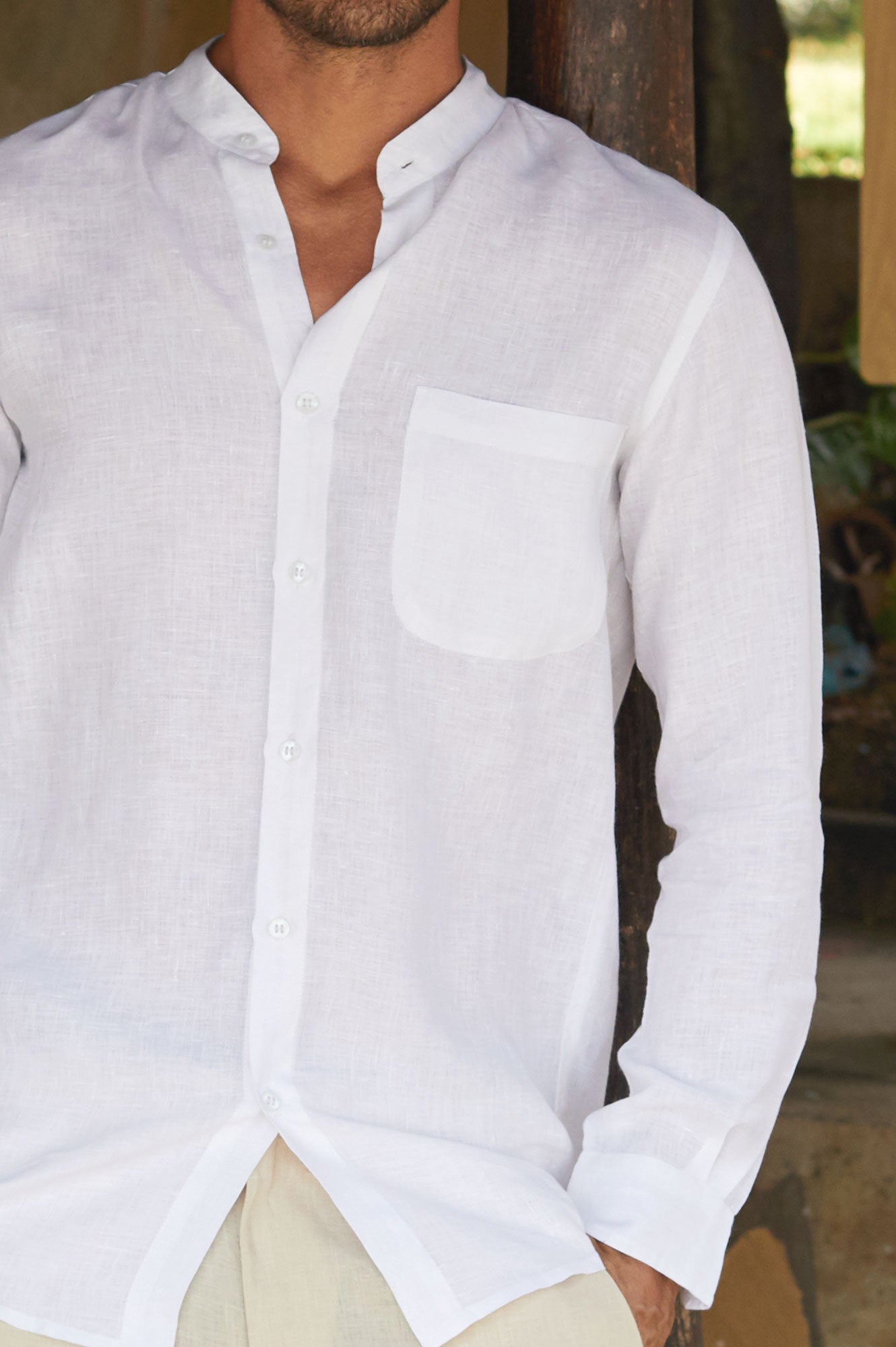 Premium Men's Nehru Collar Linen Shirt - Breathable White Summer Shirt for Casual Wear & Formal Occasions | Office, Wedding & Vacation Outfit