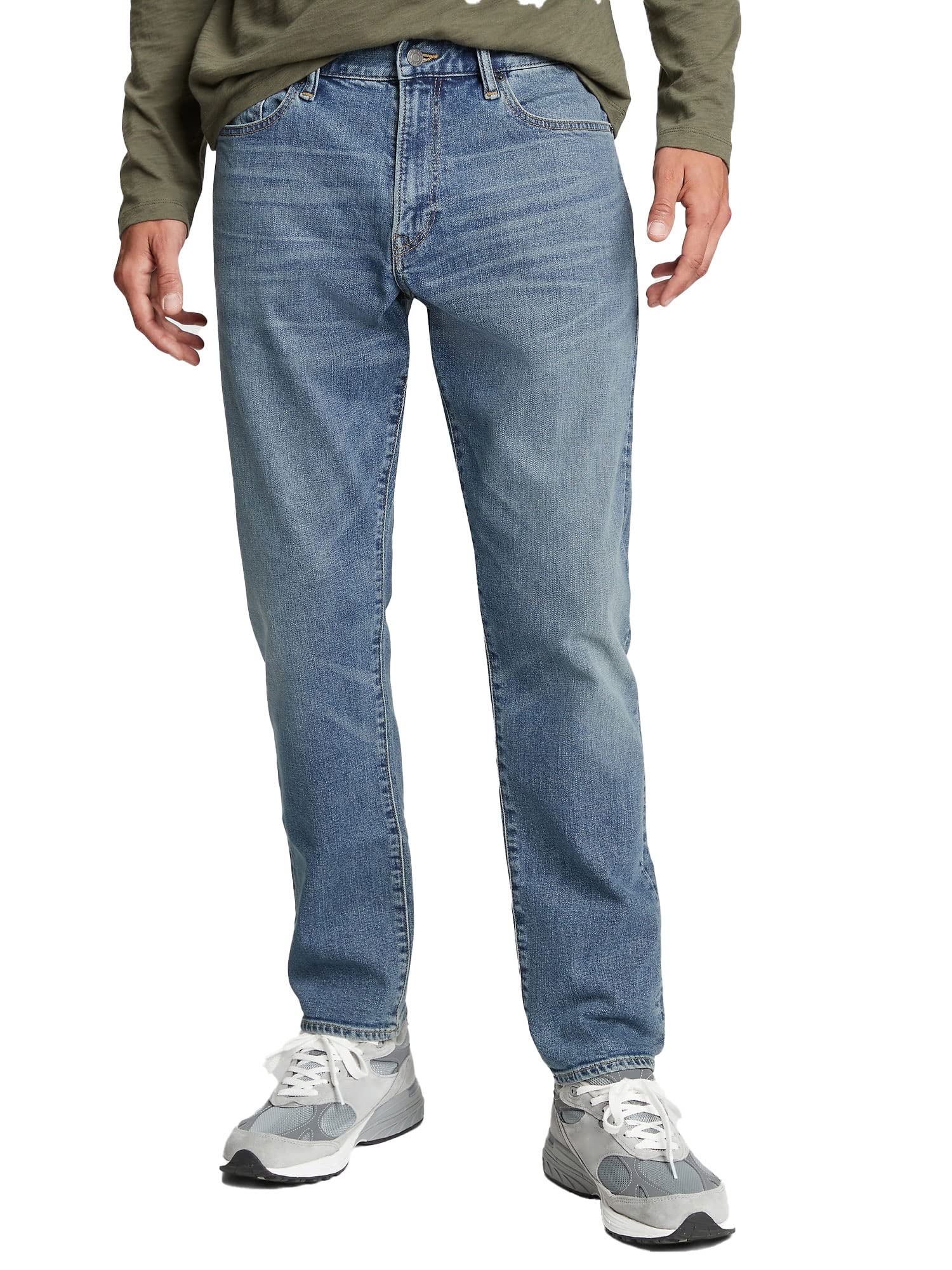 GAP Straight Taper Fit Denim Jeans for Men - Classic Blue Stretch Comfortable Jeans | Perfect for Casual Wear, Office & Everyday Outfits