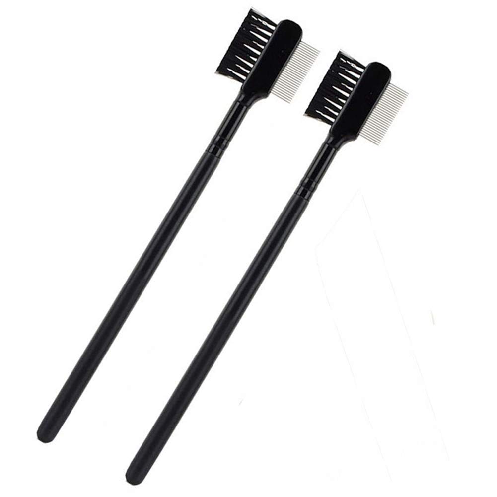 2Pcs Eyebrow Brush with Metal Teeth - Eyelash Comb & Brow Shaper Tool for Lash Extensions & Eyebrow Grooming | Perfect for Professional Makeup Artists & Home Beauty Care
