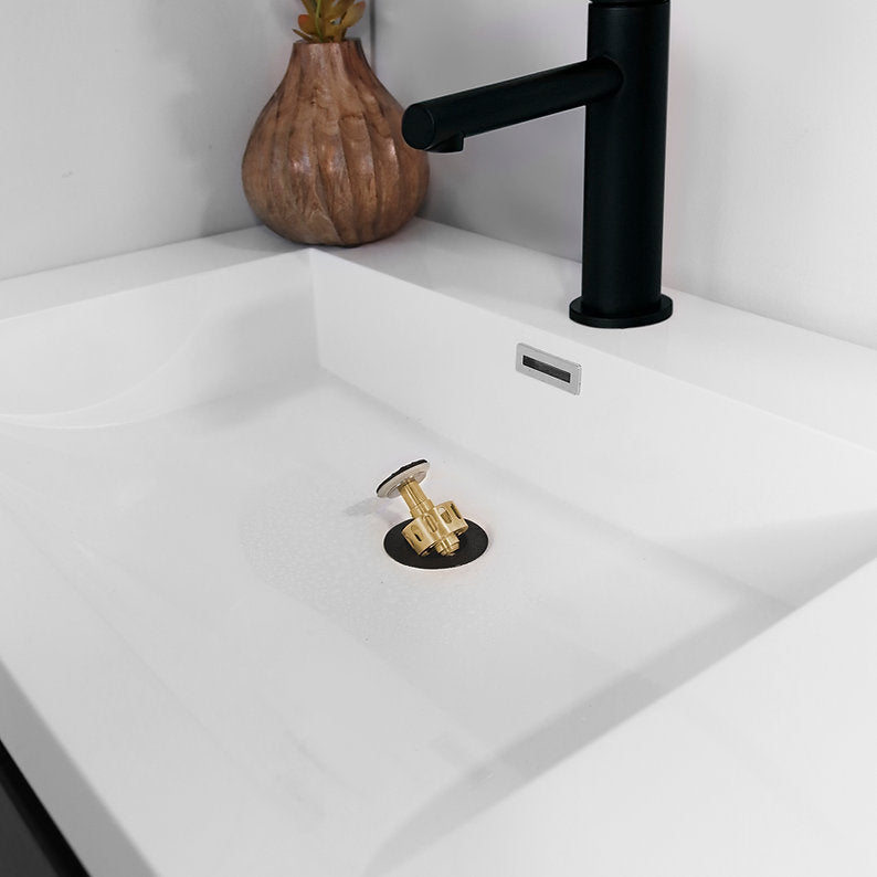 POP UP DRAIN WITH OVERFLOW D 700N - Modern Matt Black Bathroom Sink Drain for Easy Installation & Water Flow Control | Perfect for Bathroom Renovation & Home Improvement Projects