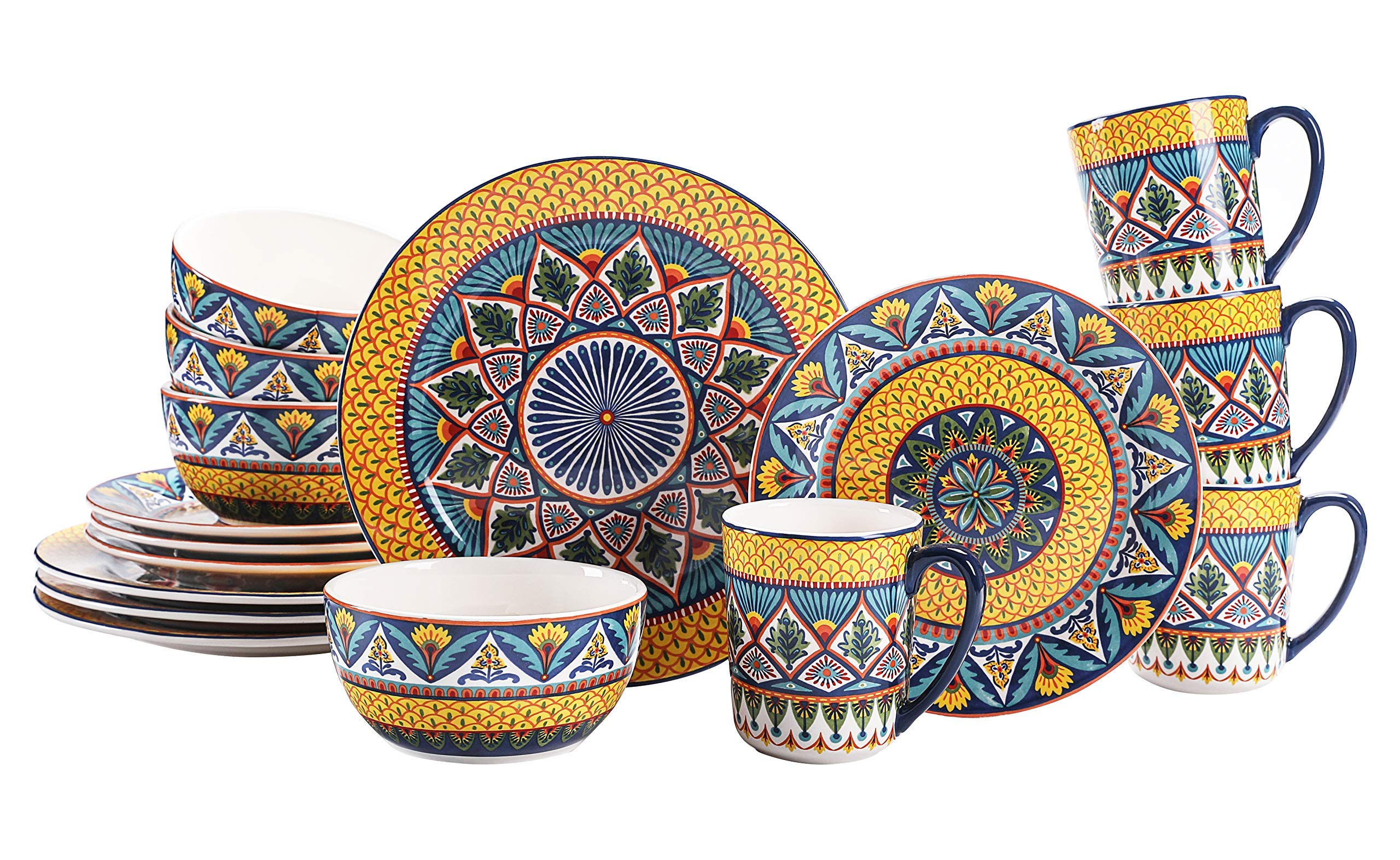 Bico Havana 16-Piece Ceramic Dinnerware Set for 4 - Includes 11