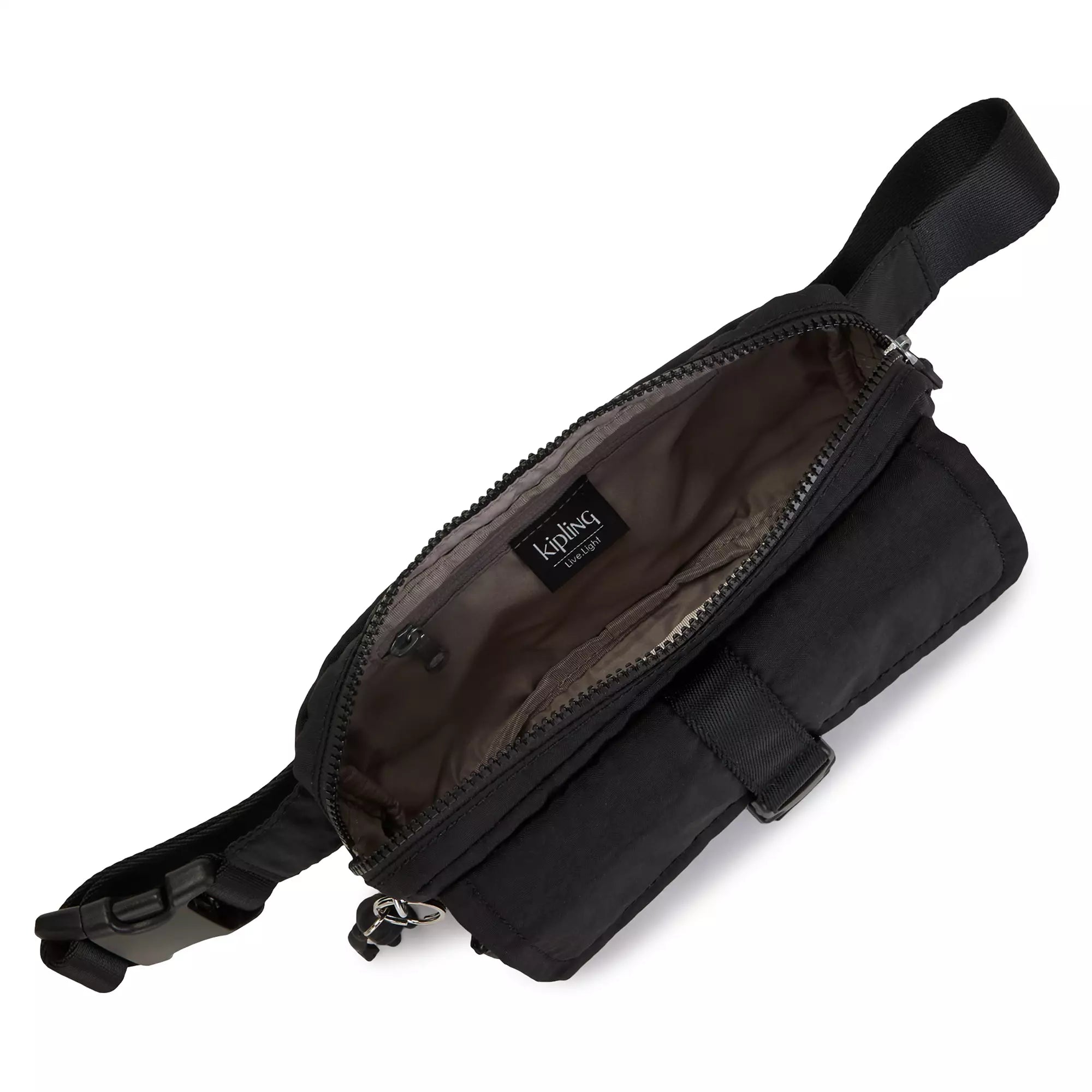 Kipling Izzet Waist Pack - Black Crossbody Fanny Pack for Men & Women | Water-Resistant Travel Belt Bag for Hiking, Running, Gym & Everyday Use (Size M23)