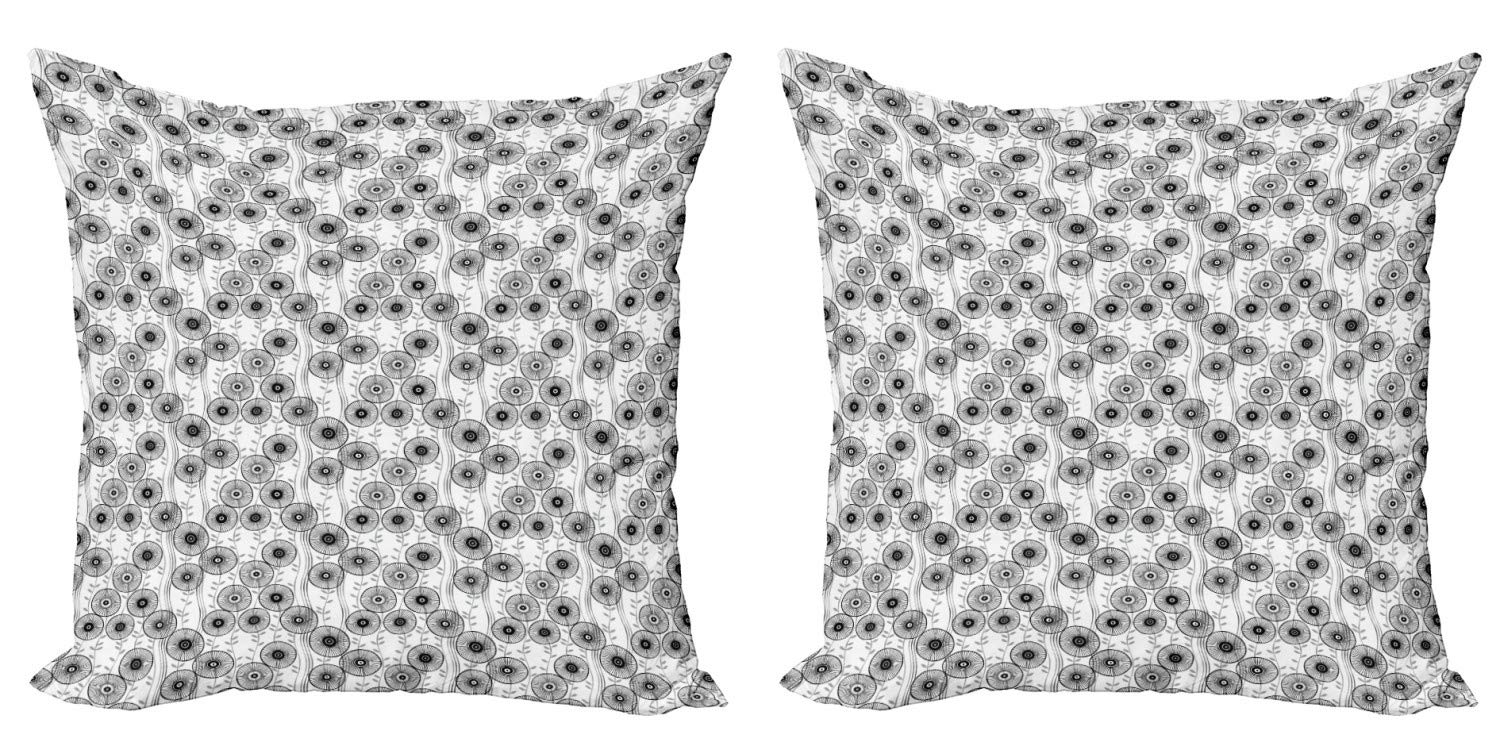 Ambesonne Abstract Decorative Throw Pillow Covers Pack of 2 - Modern Wagon Wheel Design with Twiggy Lines & Leaves - 16 Inch Square Cushion Covers for Sofa, Bed, Living Room - Dark Taupe Grey - Perfect for Home Decor & Cozy Interior Styling