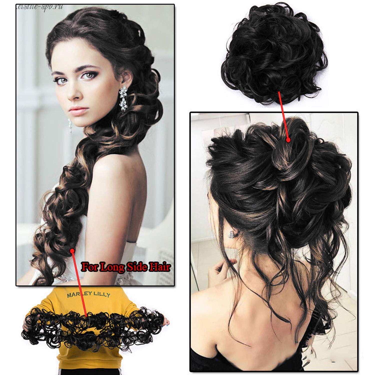 SIYAA Juda Bun Frill Hair Extension for Women & Girls - Black (Pack of 1) | Perfect for Weddings, Parties, and Special Occasions