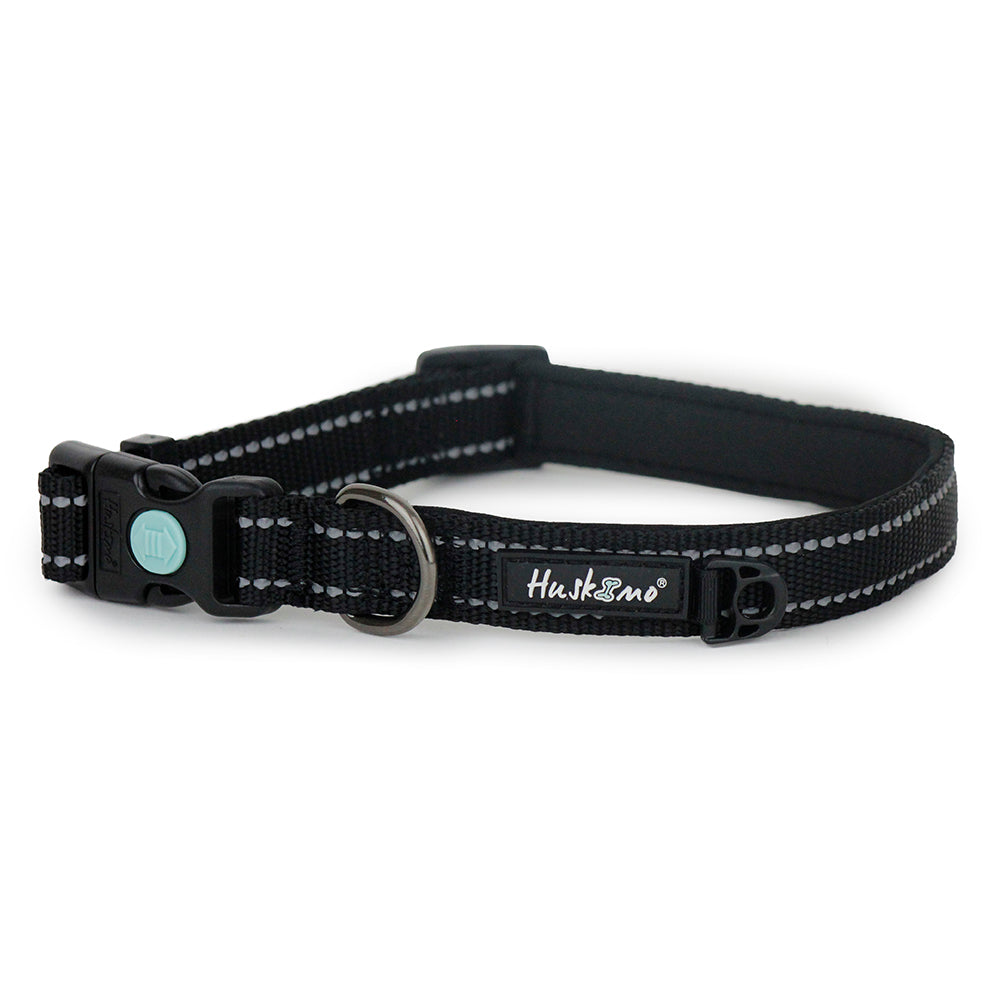 Huskimo Trekpro Dog Collar - Durable Nylon Reflective Pet Collar with Metal Buckle for Medium Large Dogs - Perfect for Hiking, Camping & Outdoor Adventures (Dark Sky)