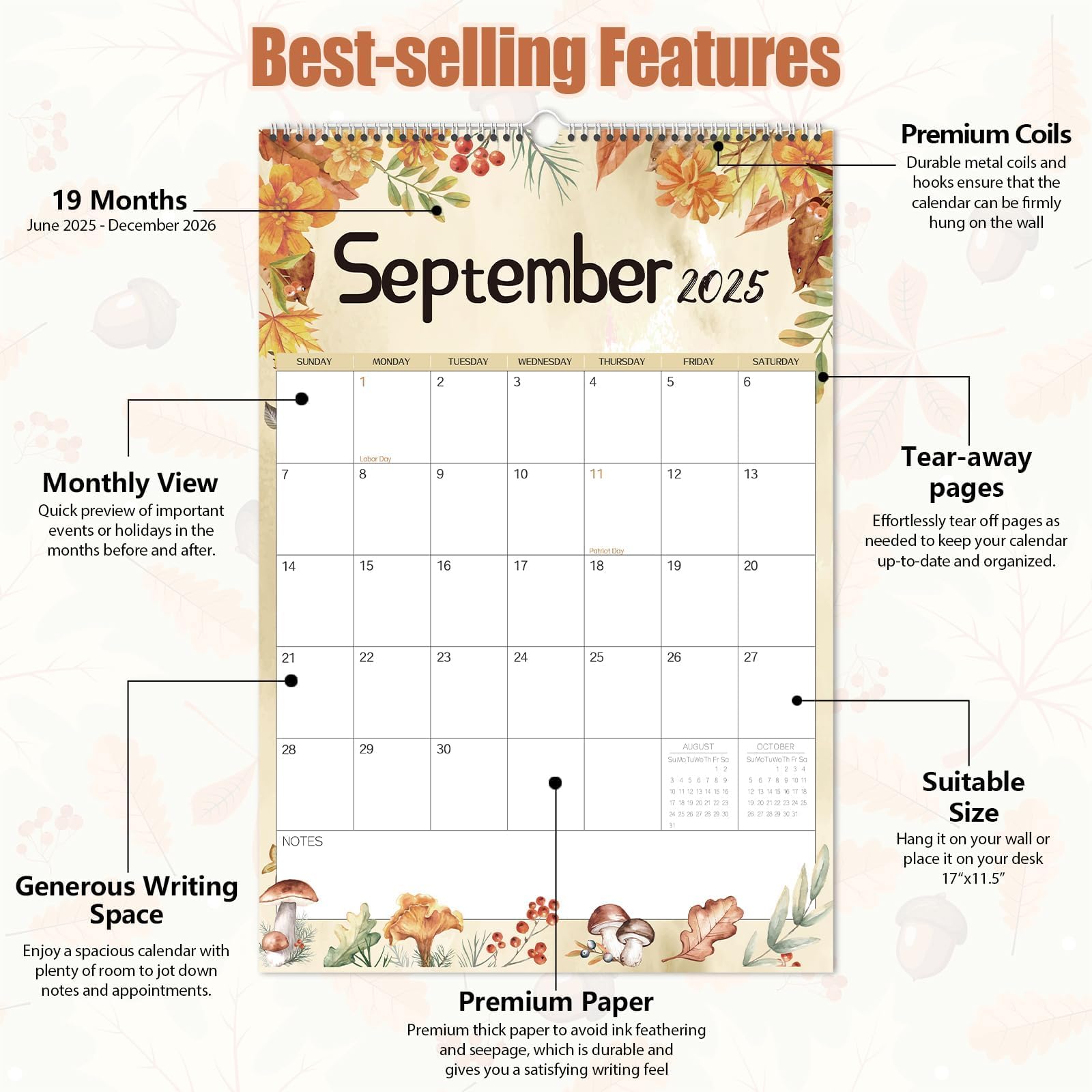 GuassLee 2025-2026 Wall Calendar - 19 Month Vertical Planner (June 2025 to December 2026) | 17