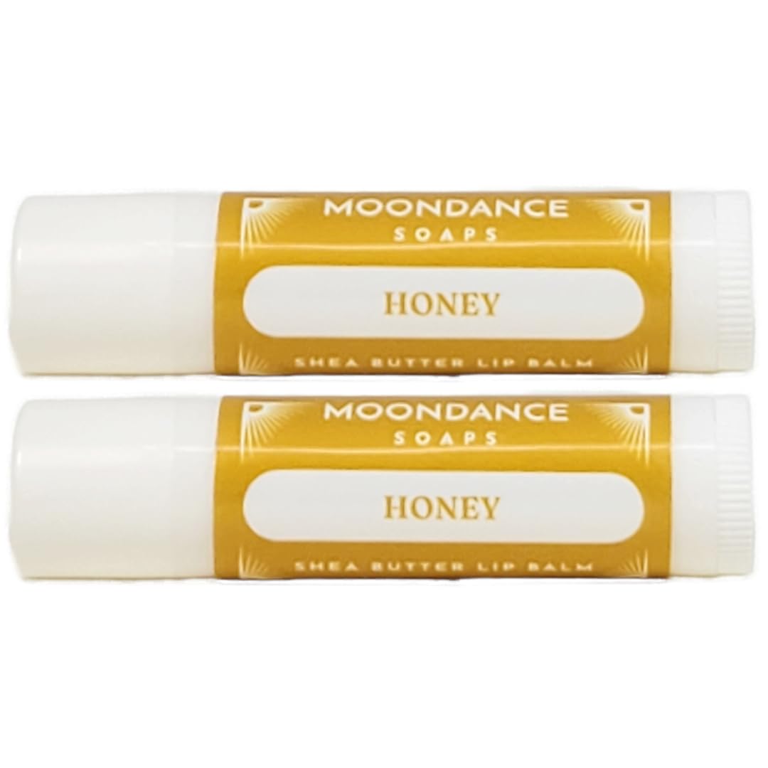 Moisturizing Lip Balm Pack of 2 - Shea Butter & Beeswax Lip Care for Dry Chapped Lips - Vitamin E & Sweet Almond Oil - Honey Flavor - Smooth Soothing Salve for Kids & Adults - Perfect for Winter, Outdoor Activities & Daily Hydration