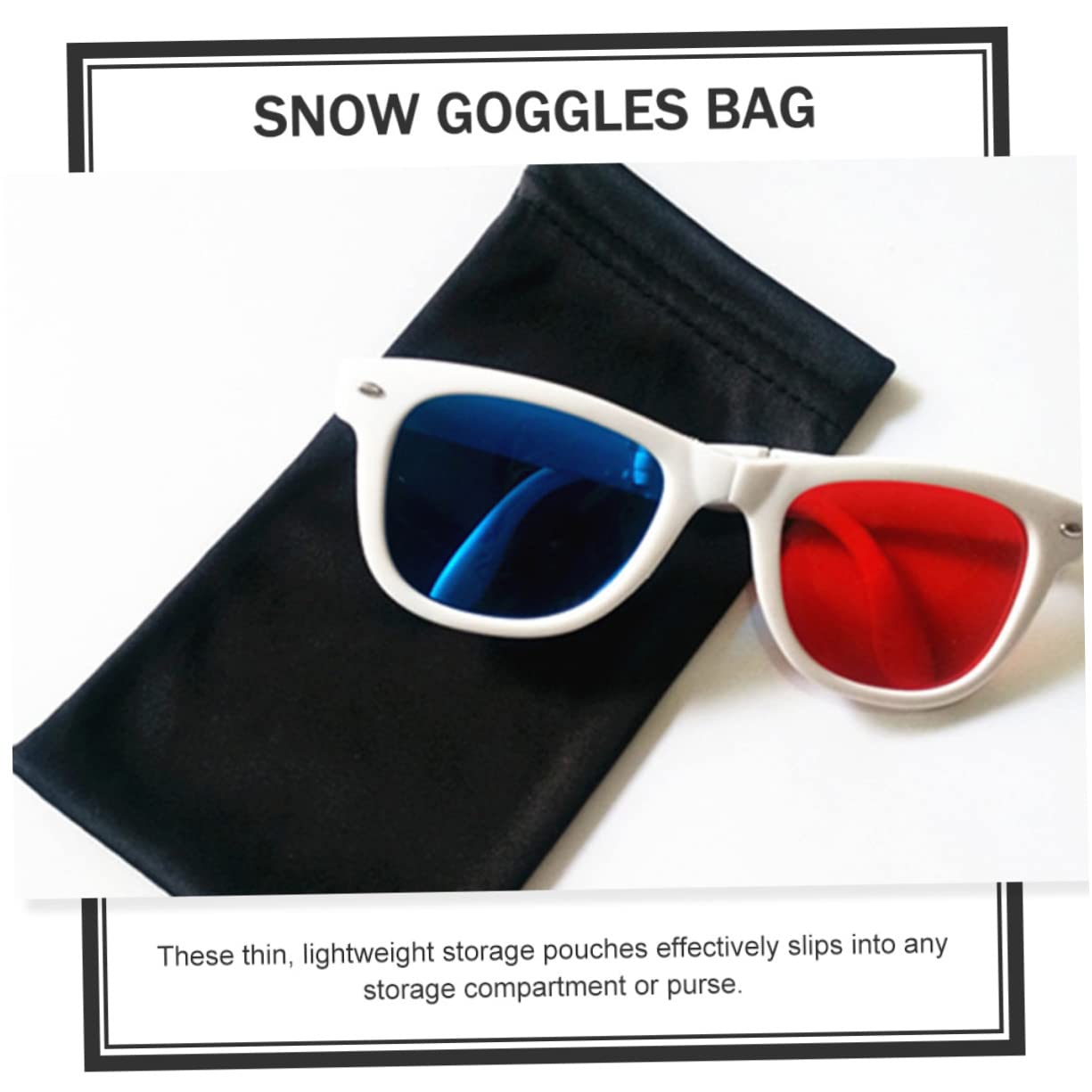 BRIGHTFUFU 25pcs Ski Goggle Holder & Glasses Carrying Bag - Portable Eyeglass Pouch with Drawstring Closure, Multipurpose Storage for Outdoor Sports, Travel & Daily Use (Black)