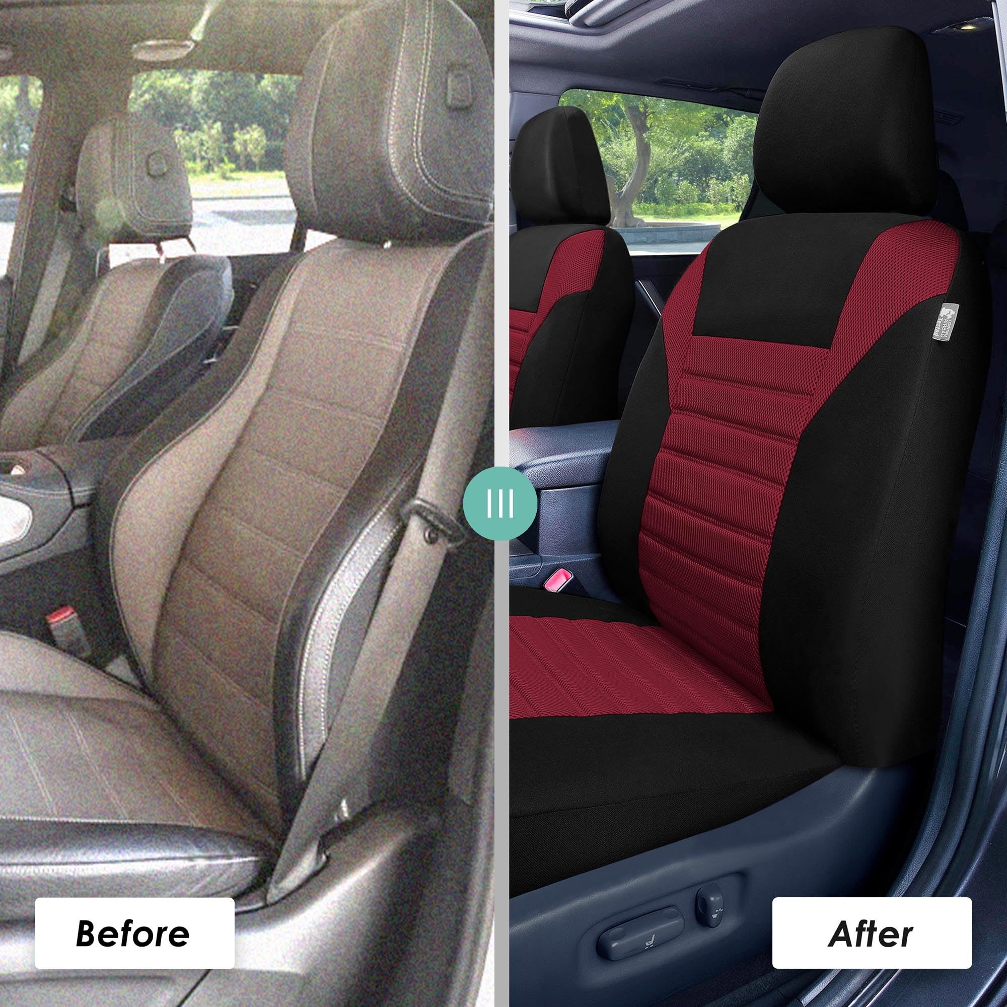 TLH 3D Air Mesh Car Seat Covers - Front Seats, Burgundy | Universal Fit for Cars, Trucks & SUVs | Airbag Safe & Breathable