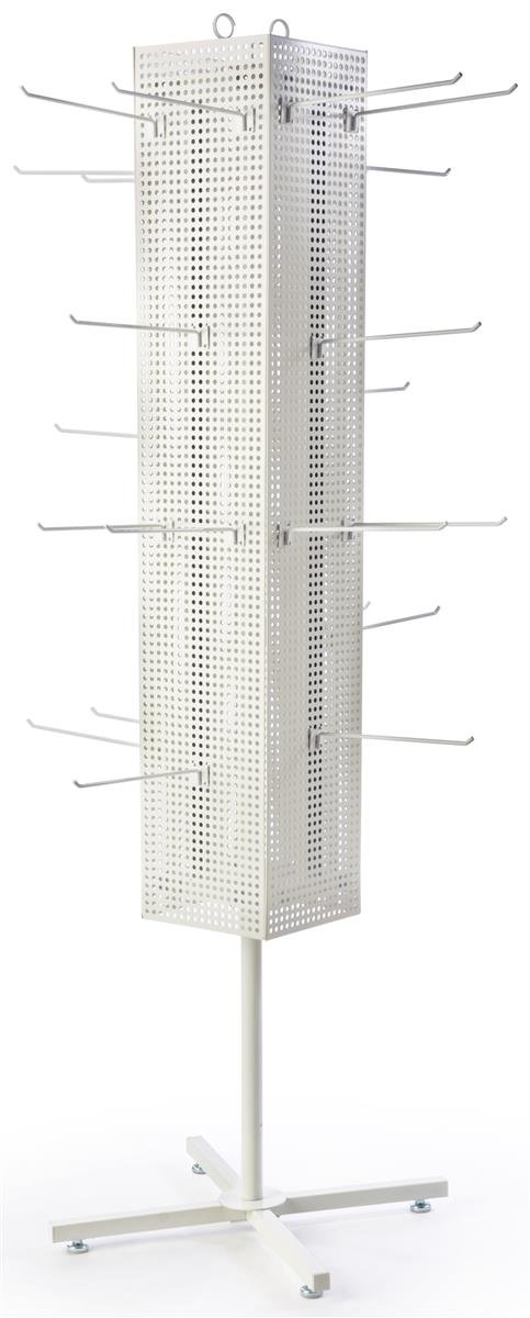 Displays2go 60-Pack 12-Inch Straight Pegboard Hooks - White Steel Wire Hangers for Retail, Garage & Workshop Organization