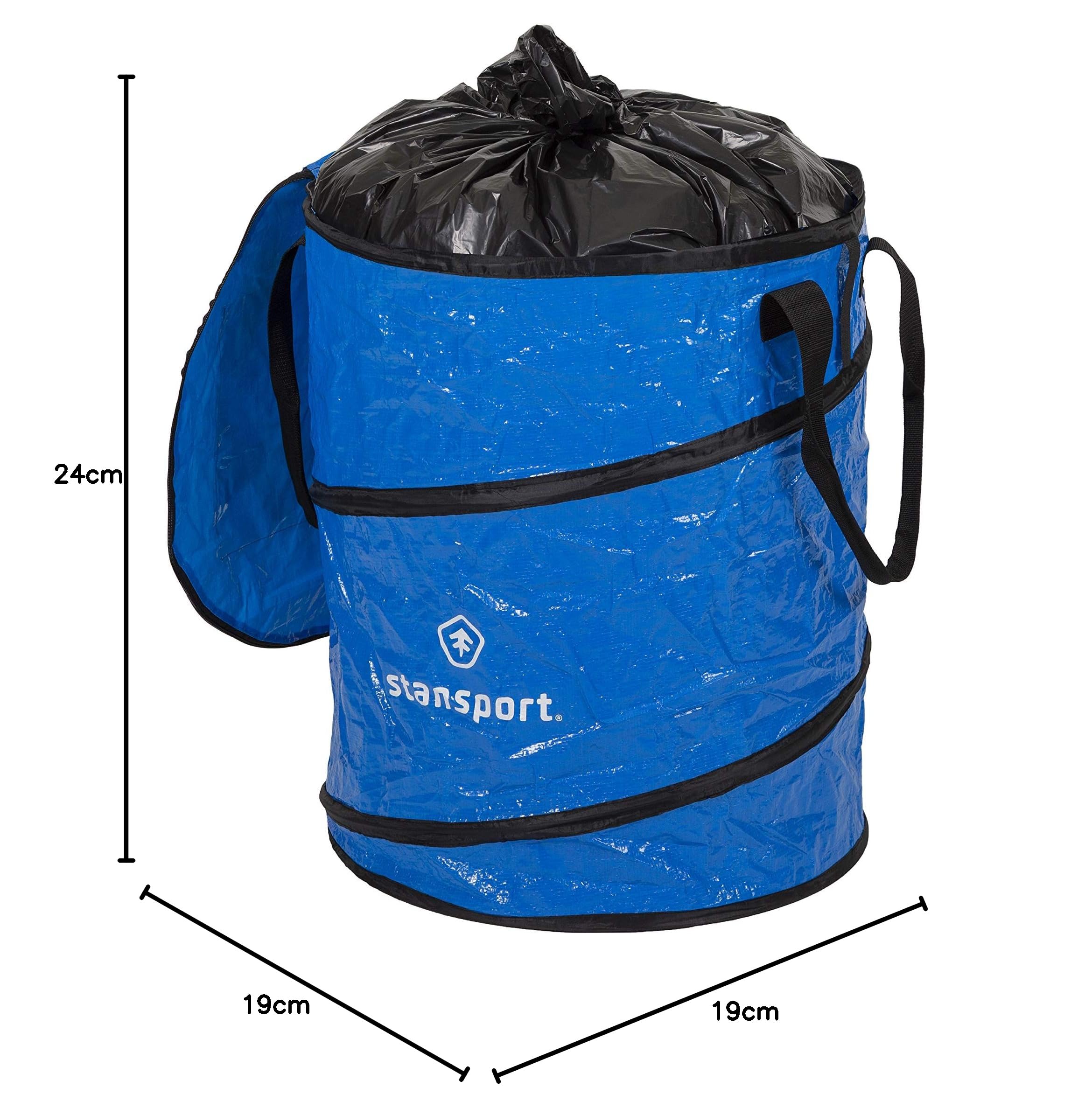 Stansport Collapsible Campsite Carry-All & Trash Can - Portable Outdoor Storage Bag for Camping, Picnics, Beach & Hiking - Durable Waterproof Collapsible Bin with Handles