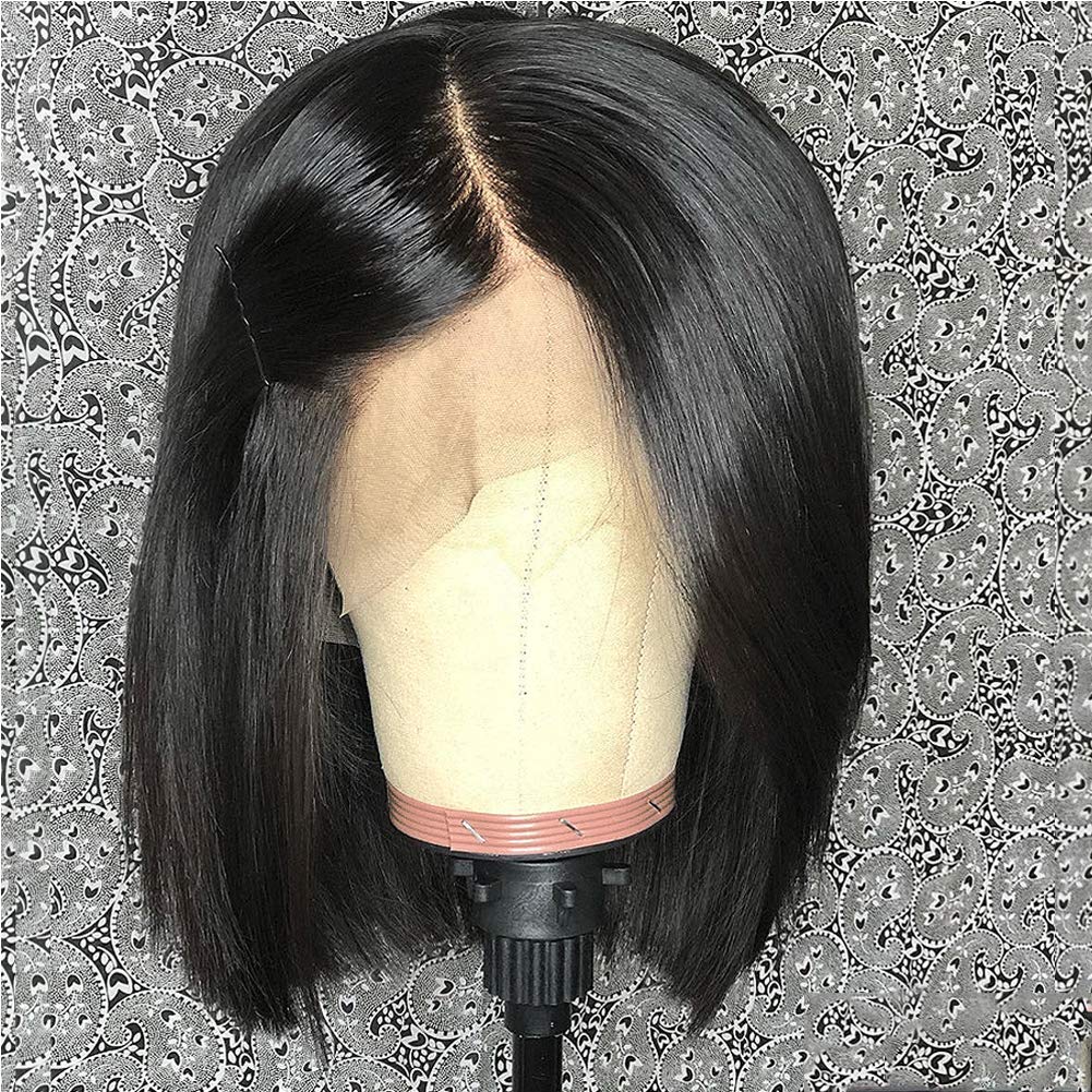 360 Full Lace Human Hair Wigs - 9A Remy Brazilian Short Bob Wig for Black Women | Pre-Plucked 150% Density with Baby Hair & Small Cap | Straight 12