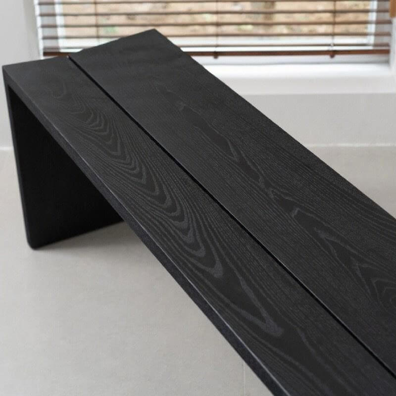 Midnight Black Solid Wood Accent Bench - Natural Wood Finish, Modern Casual Style for Living Room, Bedroom, or Entryway - Perfect for Home Decor and Extra Seating
