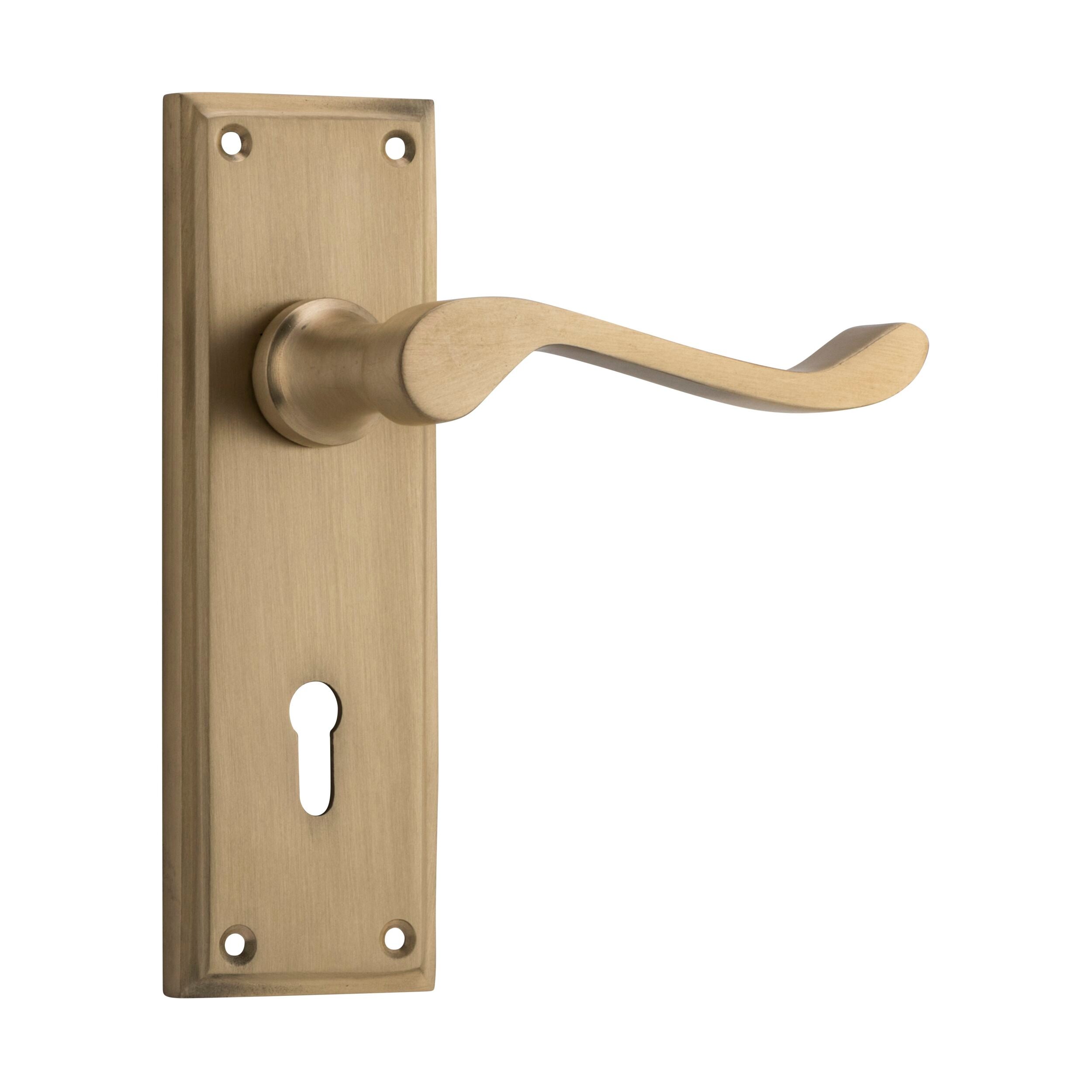 6636 Camden Door Lever Lock Pair in Satin Brass - 152mm x 50mm x 60mm - Perfect for Interior Doors, Bedrooms & Offices