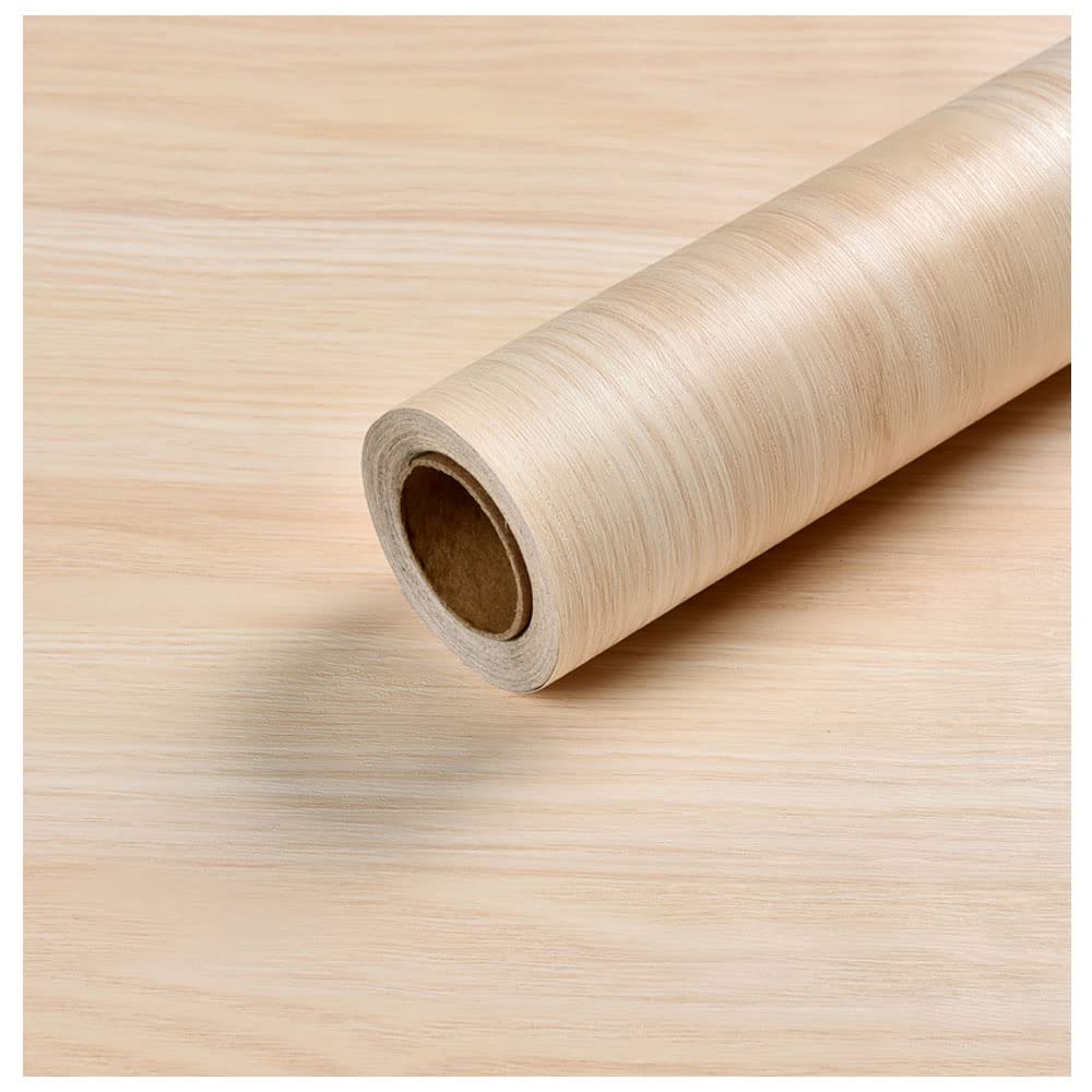 Self-Adhesive Vinyl Light Yellow Pine Wood Grain Wallpaper - Peel & Stick Removable Decal for Kitchen Cabinets, Furniture, Shelves, Drawers (15.7x117 inches) - Perfect for Home Renovation & DIY Decor Projects