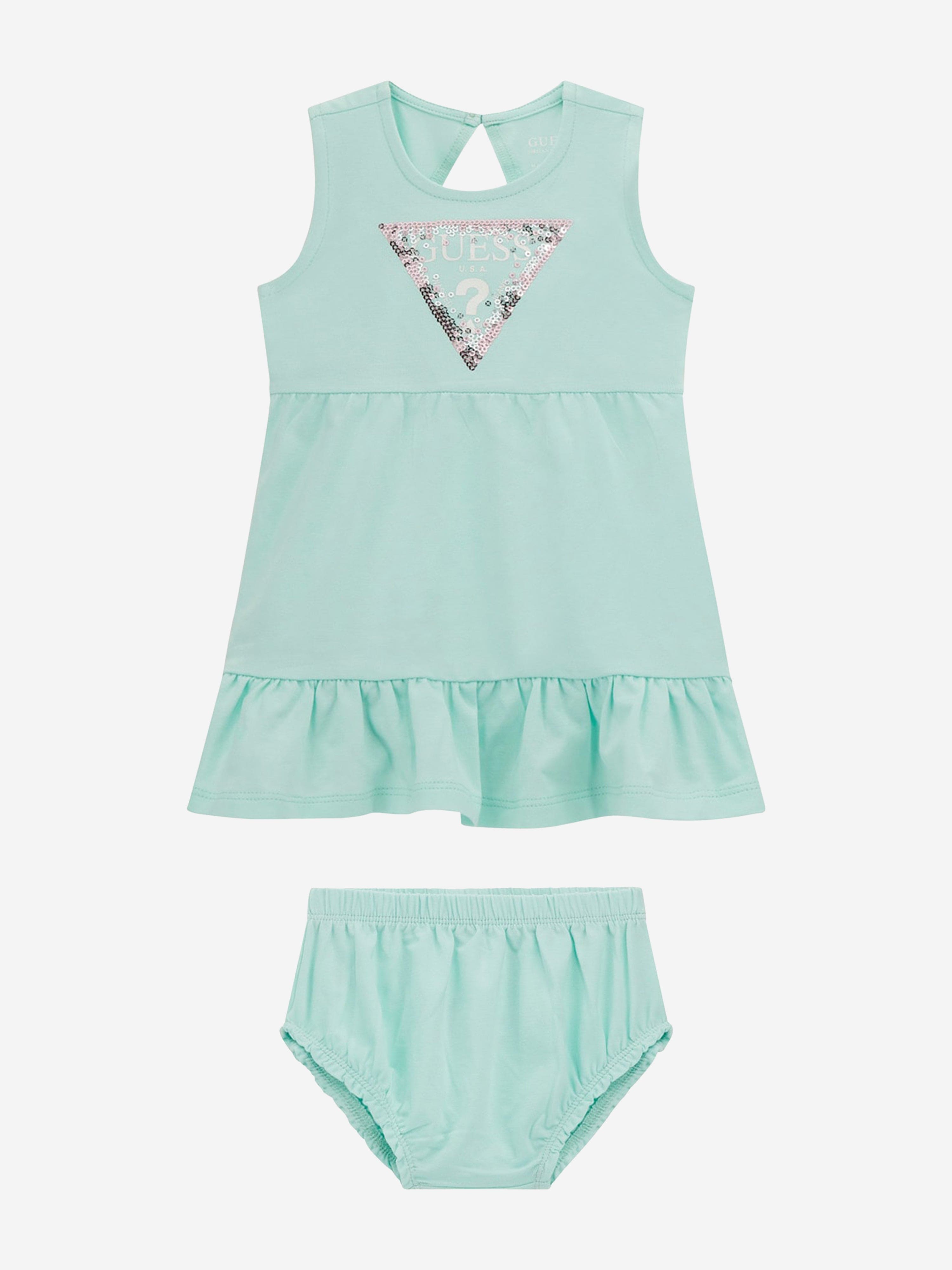Adorable Green Baby Girls Dress with Matching Knickers - Perfect for Parties, Photos & Special Occasions