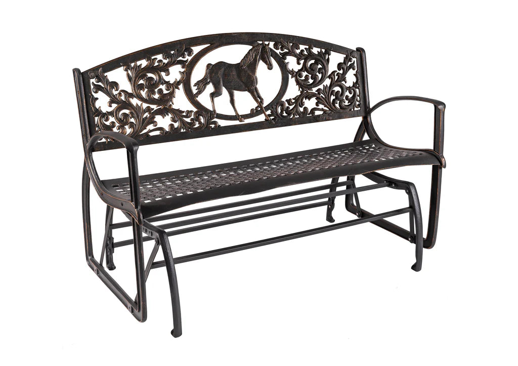 Outdoor Horse Glider Bench - Durable Patio Swing for Garden, Porch & Backyard Relaxation | Perfect for Reading, Lounging & Enjoying Nature