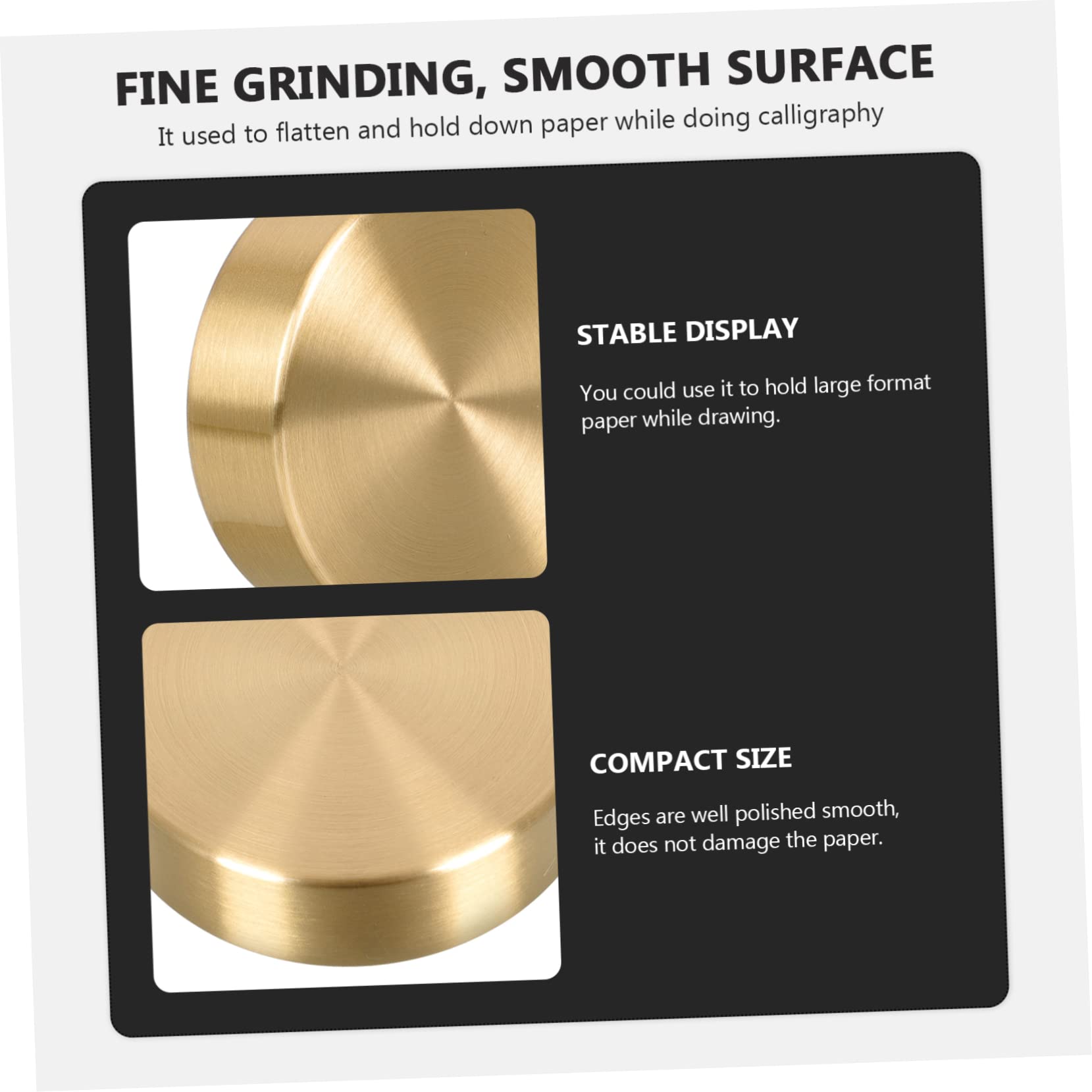 WOONEKY 2-Pack Brass Round Paperweights - Heavy Duty Decorative Paper Holders for Office, Desk, and Home Use - Perfect for Books, Documents, and Artwork