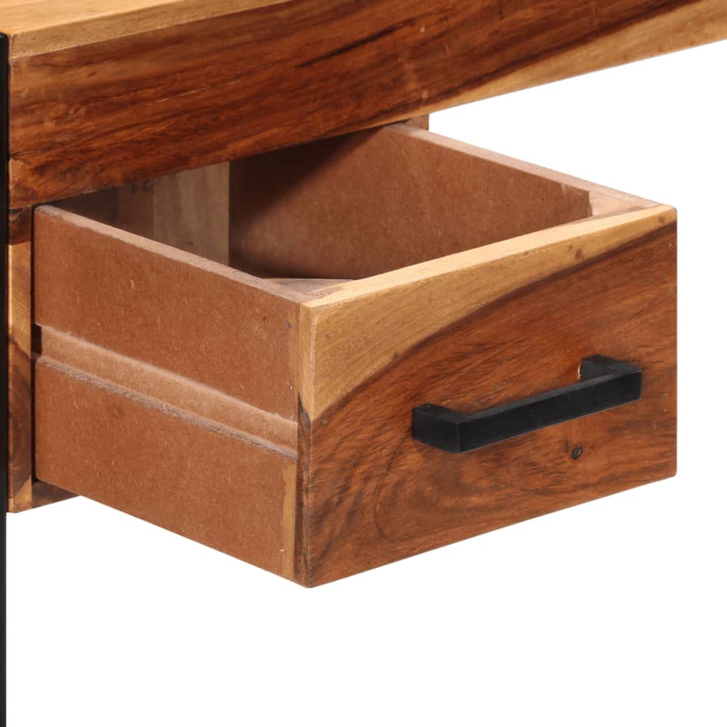 Solid Sheesham Wood Computer Desk with 2 Drawers, 43.3