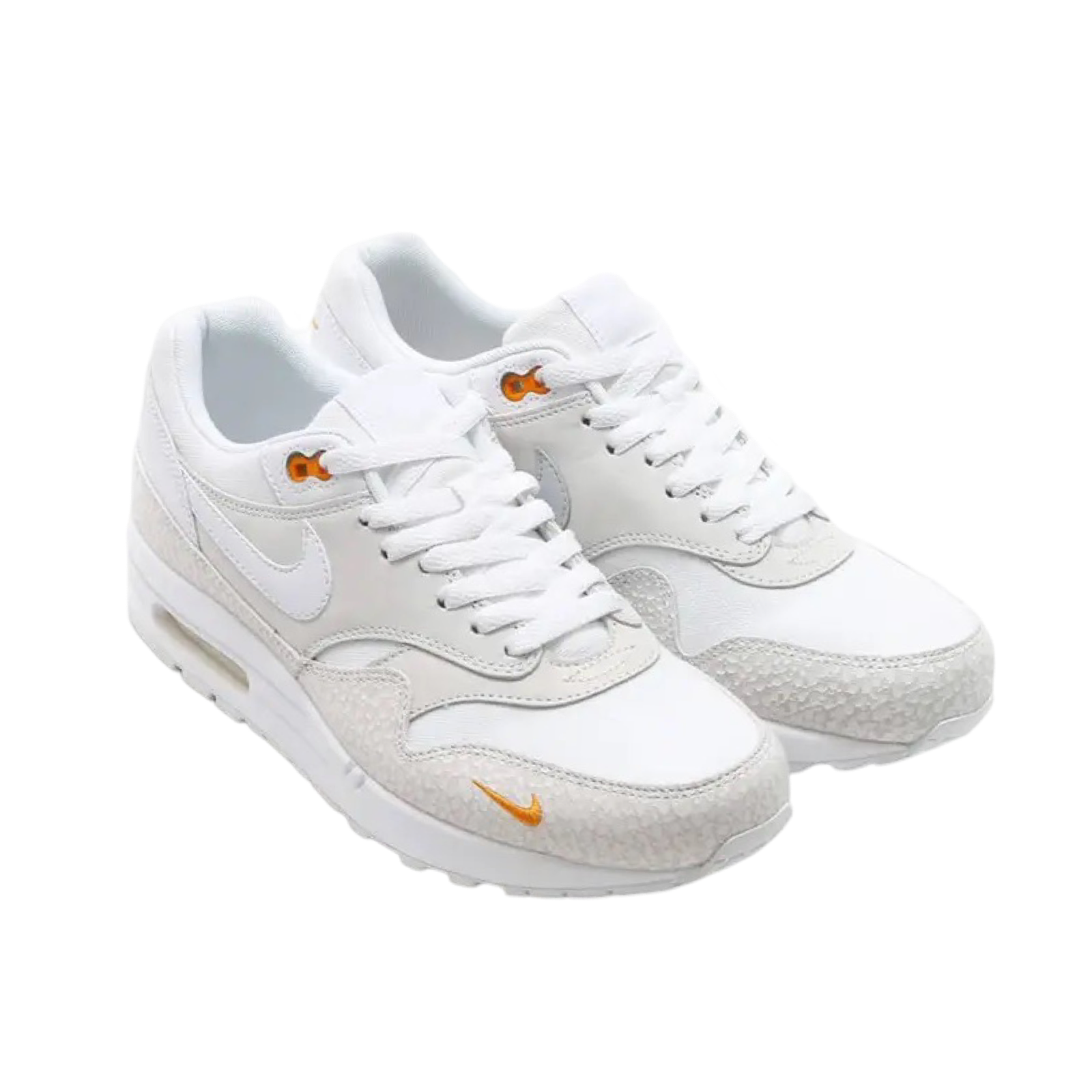 Nike Air Max 1 Men's Running Shoes - White Kumquat Colorway | Lightweight Cushioned Sneakers for Jogging, Gym Workouts & Casual Wear