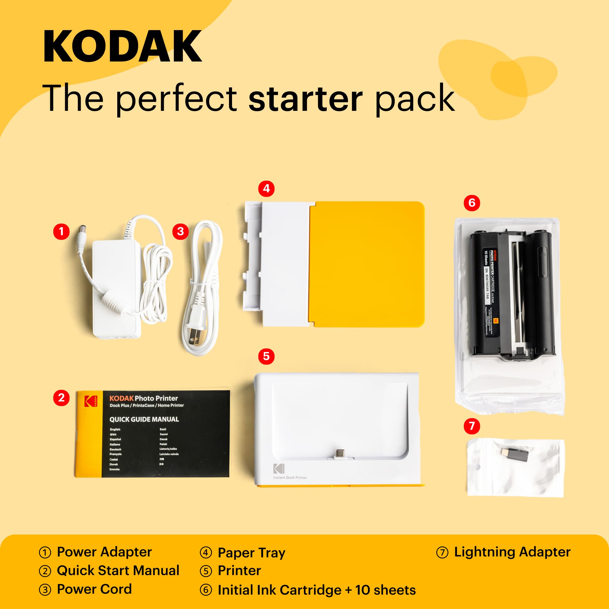 KODAK Dock Plus 4PASS Instant Photo Printer - Wireless Portable 4x6 Inch Photo Printer with 10 Sheets of Premium Photo Paper - Perfect for Travel, Parties, and Home Decor