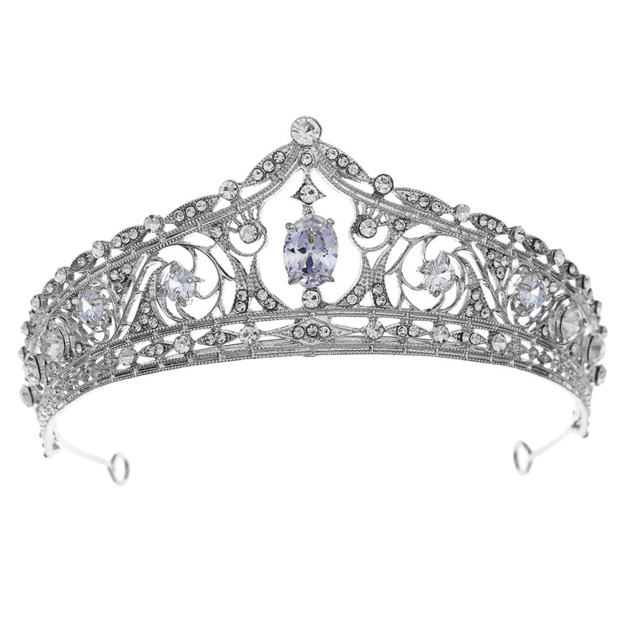 Beaupretty Bridal Crystal Crown Wedding Tiara - Rhinestone Bridal Headpiece for Bride, Bridesmaid, Birthday, Prom - Zinc Alloy Sparkling Headdress for Weddings, Parties, Special Occasions