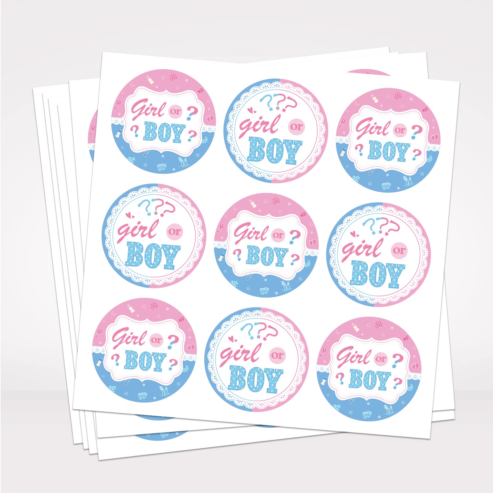 180 Pcs Baby Shower Stickers - Round Gender Reveal Decoration Kit for Boy or Girl - Perfect for Baby Shower Party Supplies, Favors & Nursery Decorations