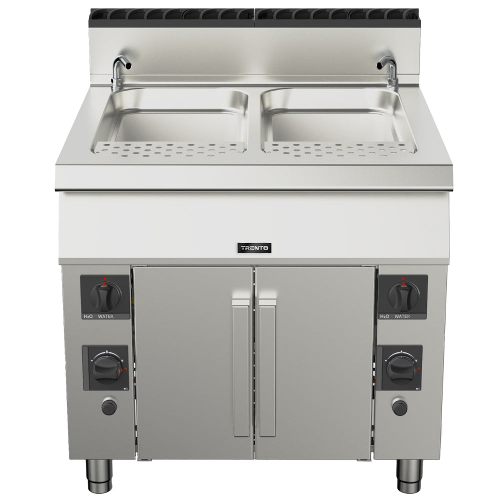 Nella 45 Liter Pasta Cooker Double Tank Commercial Gas Cooker 156,000 BTU - Perfect for Restaurants, Catering & Large Batch Cooking