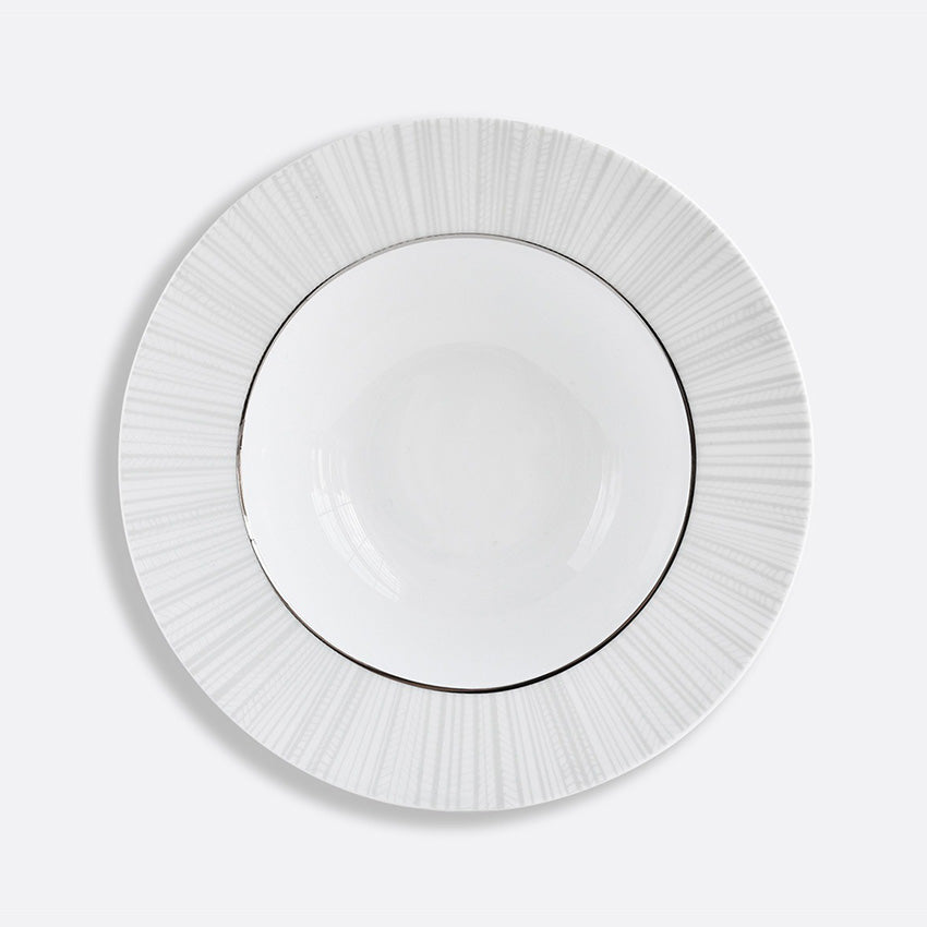 Bernardaud Silva Rim Soup Plate - Elegant White & Platinum Fine China for Formal Dining & Special Occasions