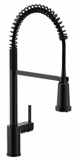 Moen F5923BL Matte Black Align Pre-Rinse Kitchen Faucet with Spring Pulldown Spray - Perfect for Commercial Style Sinks & High-Traffic Kitchens