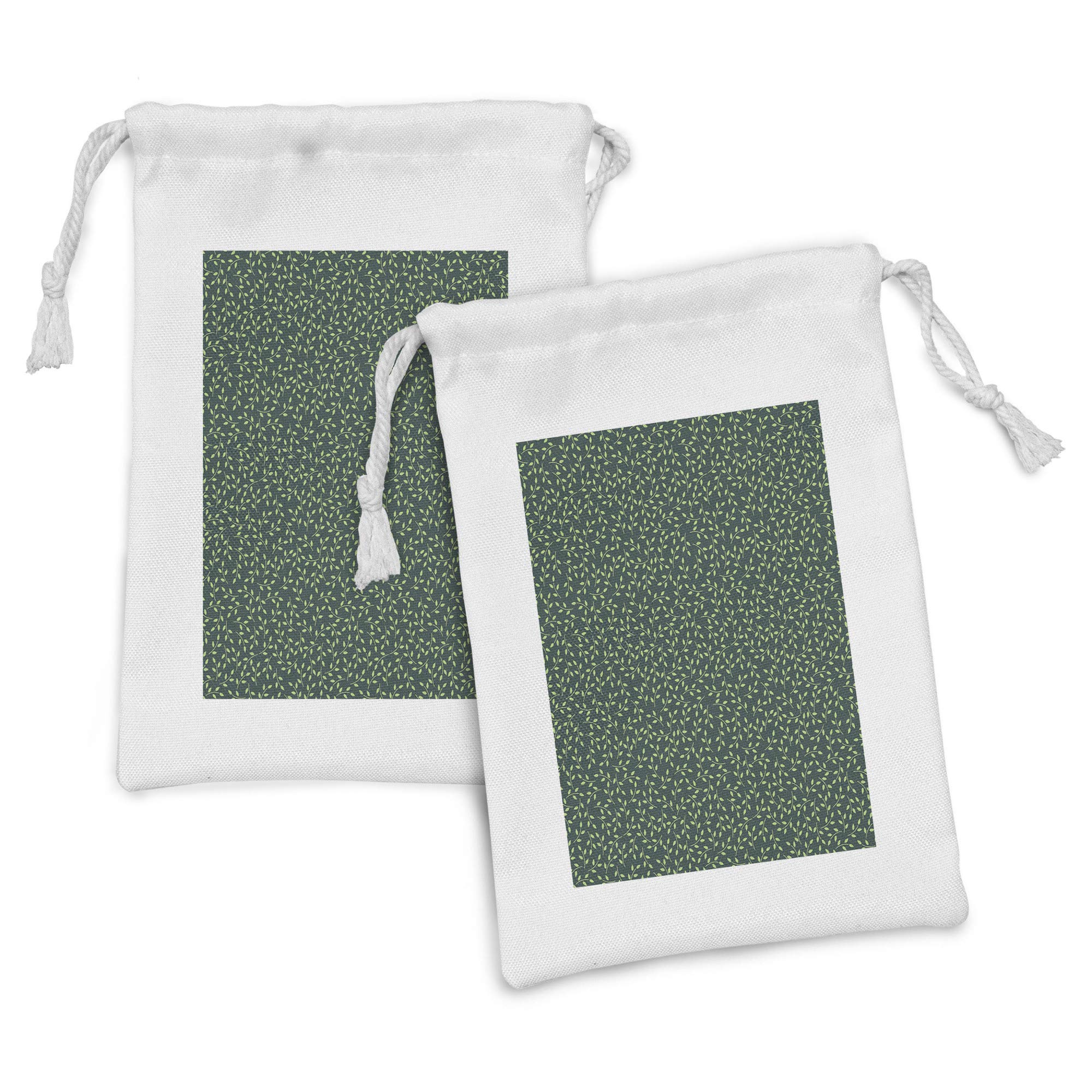 Ambesonne 2-Pack Leaves Fabric Drawstring Pouches - 9