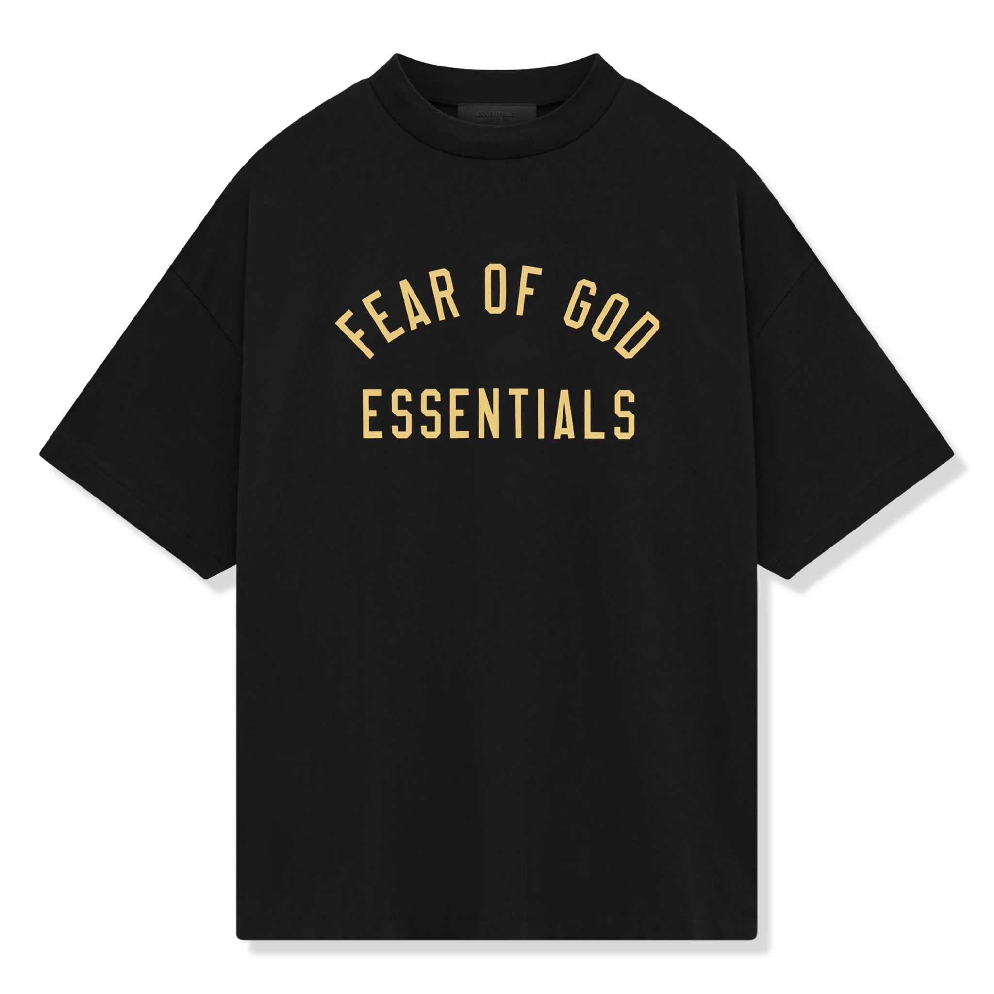 Fear of God Essentials Jersey Crewneck Black T-Shirt for Men | FW24 Collection | Casual Streetwear & Layering Staple