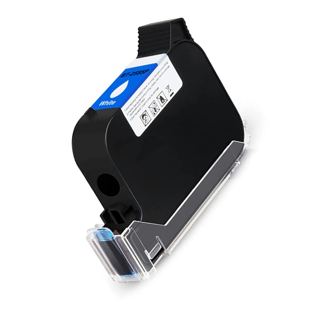 Original White Ink Cartridge for BT-HH6105B2 / Mini B10 Handheld Inkjet Printer - Fast Drying Solvent Ink Replacement (BT-2585P) - Perfect for Industrial Labeling, Packaging & Product Marking