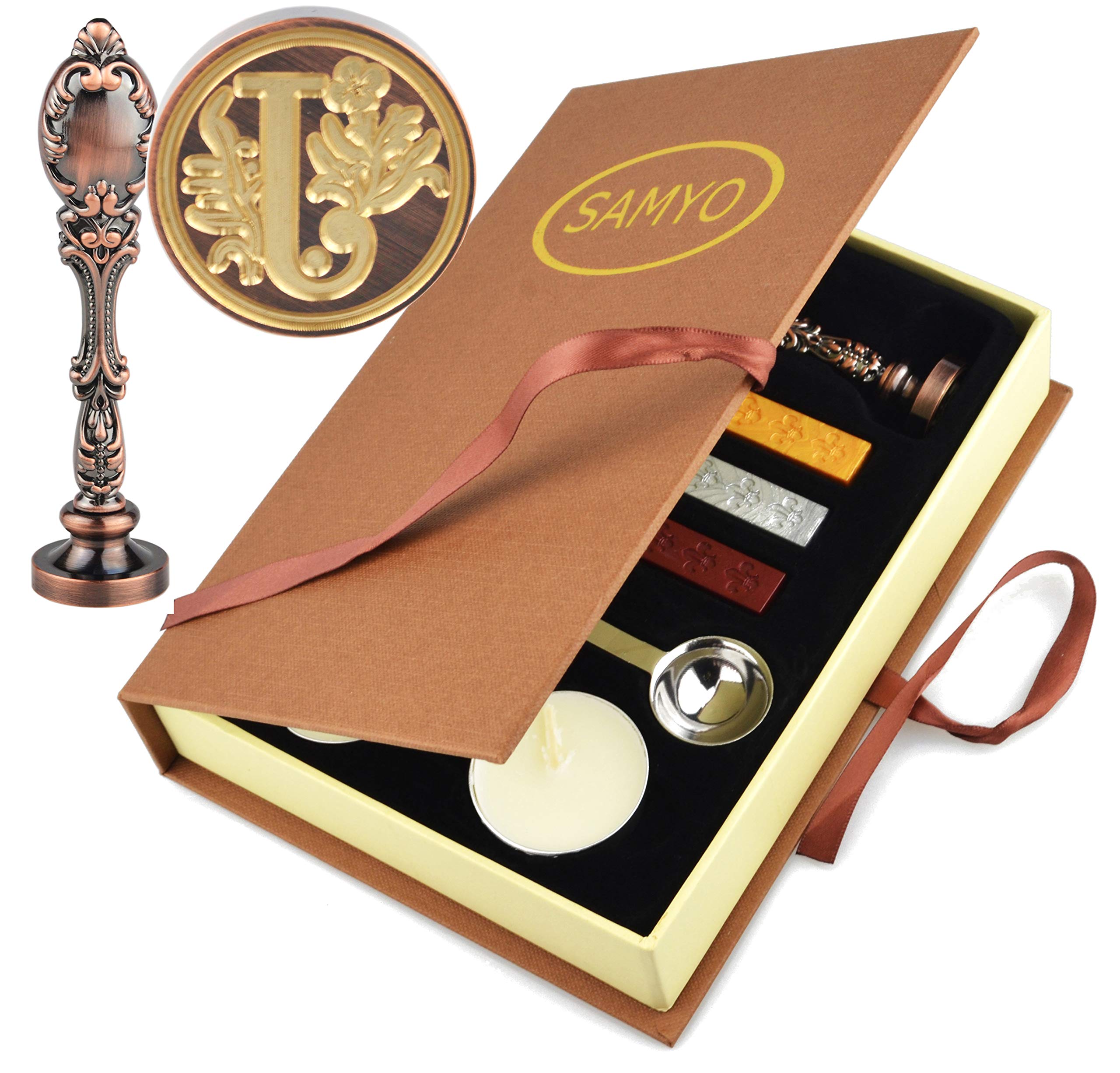 Antique Copper Wax Seal Stamp with Initial Letter J - Classic Old-Fashioned Wax Sealing Kit for Wedding Invitations, Diplomas & Romantic Letters - Handcrafted Vintage Wax Stamp Maker for DIY Crafts & Calligraphy