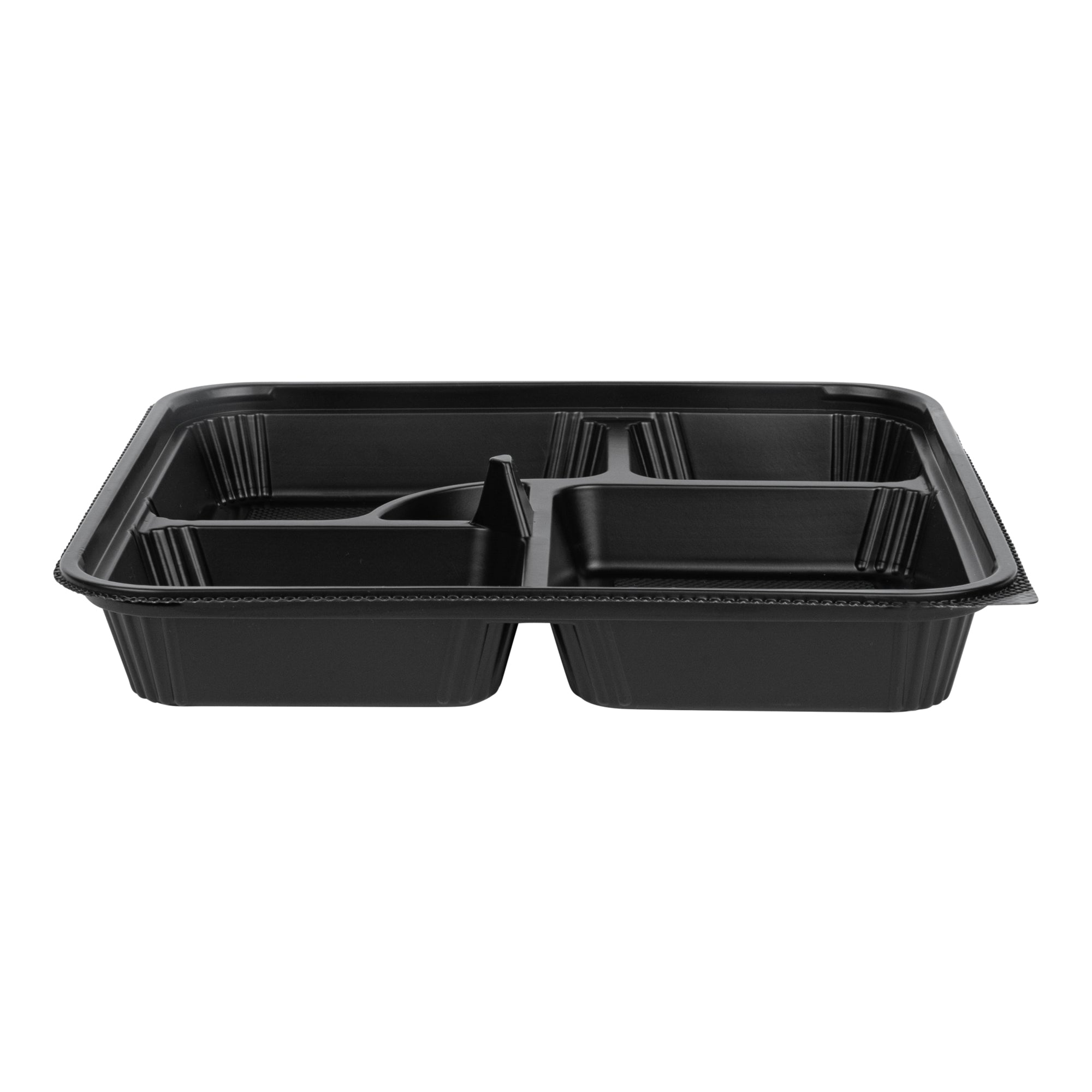 40 oz Black Square Plastic Bento Box - 5 Compartment Microwave Safe Lunch Container (10.5
